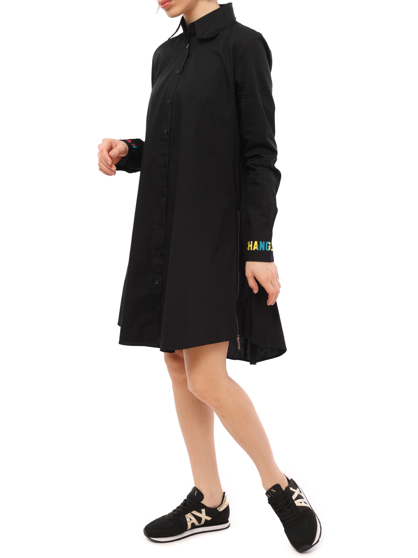 Платье Armani Exchange 6HYA20 YNENZ 1200 черное женское с молниями по бокам — купить в интернет-магазине Verdistore