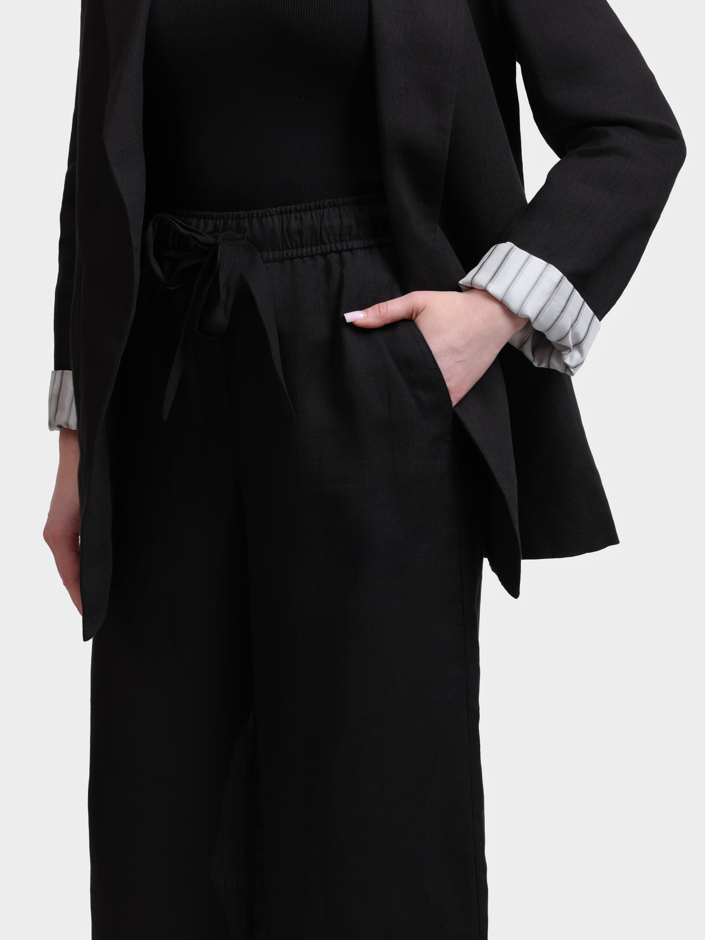 Брюки Marella Sport MLSUOMO 006 черные женские льняные прямого кроя — купить в интернет-магазине Verdistore