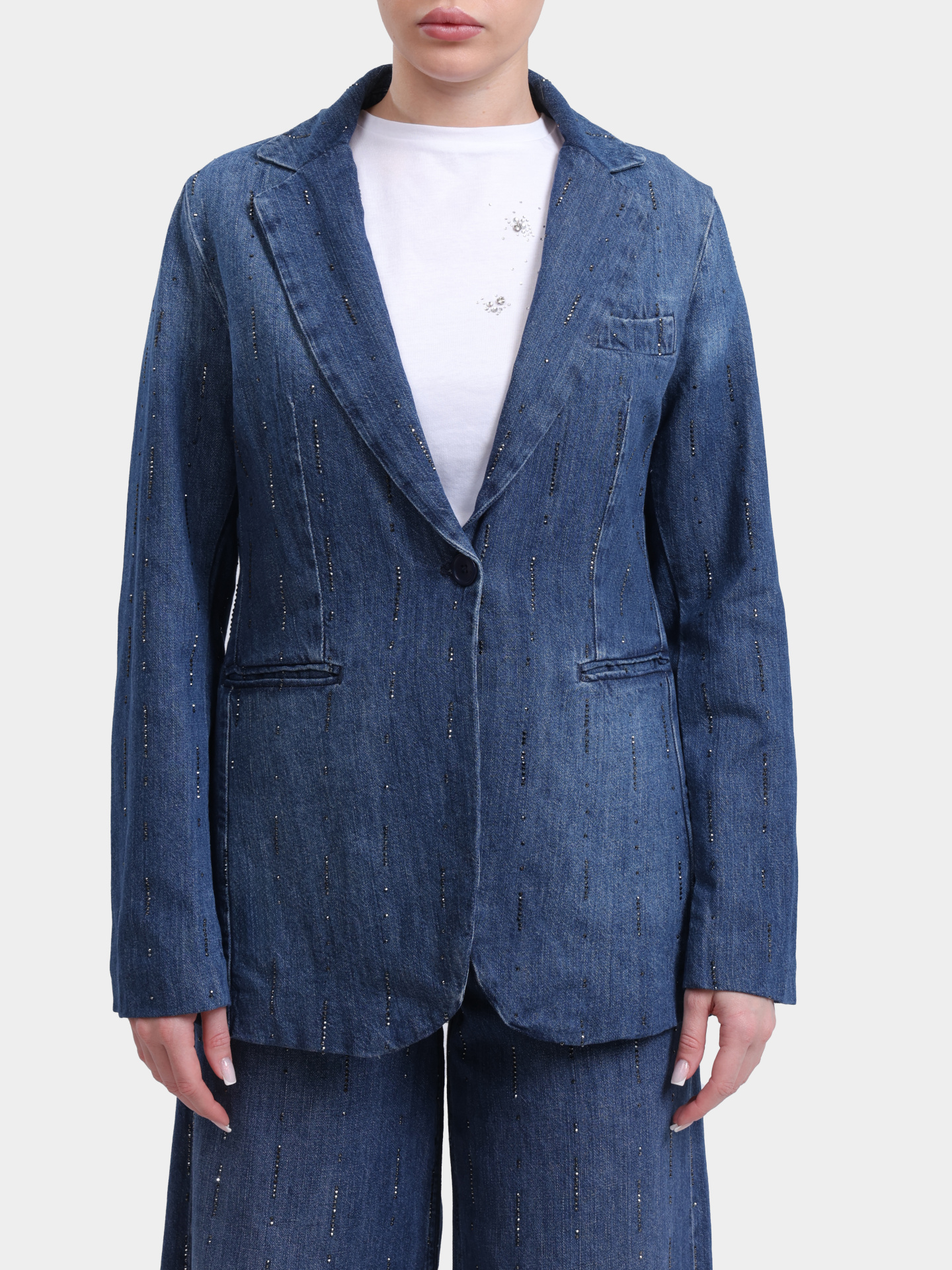 Жакет Liu-Jo BLUE DENIM UA6107 D0315 78033 темно-синий женский со стразами  — купить в интернет-магазине Verdistore