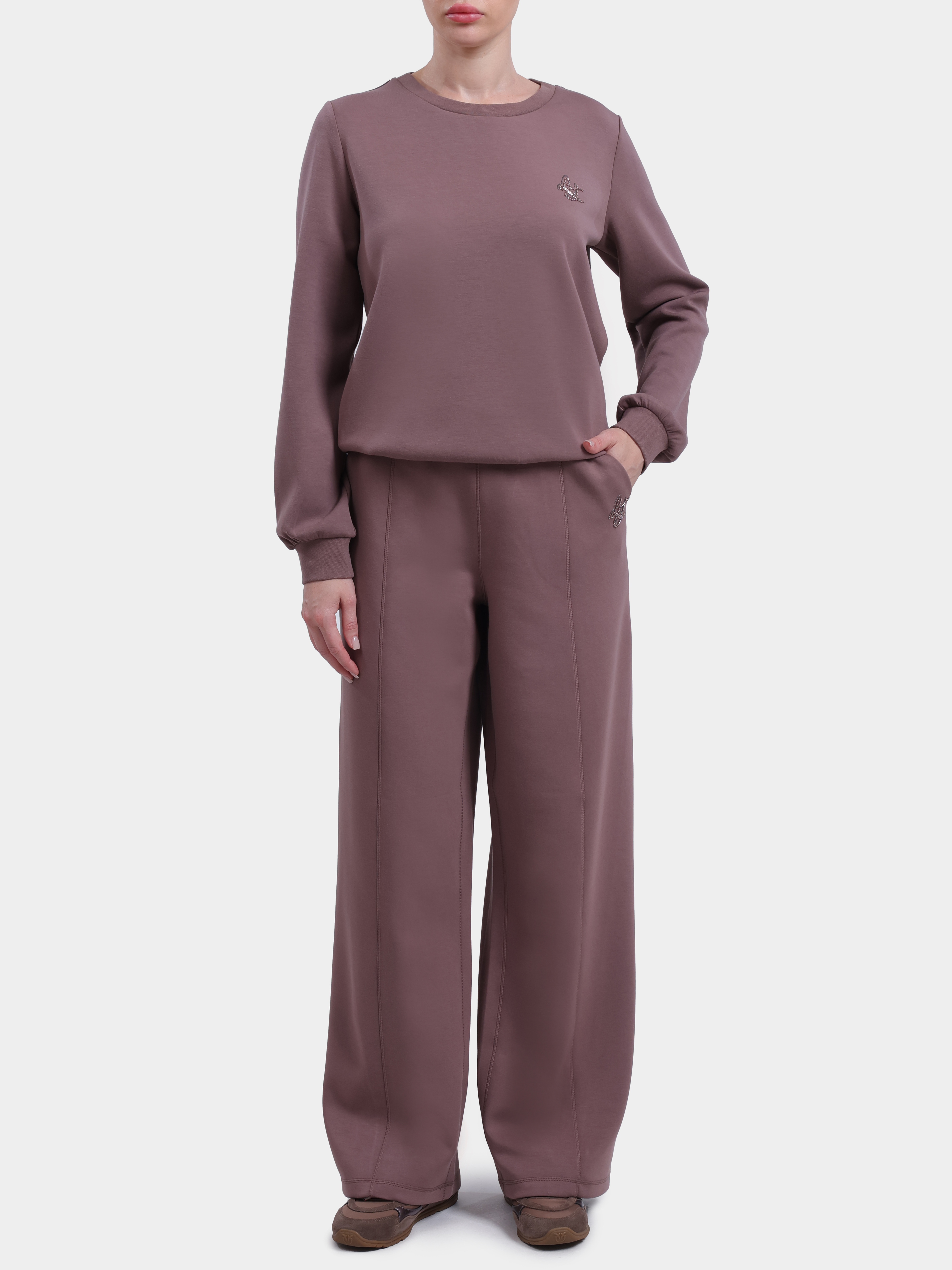 Брюки Liu-Jo Sport TF6213 J3958 81409 коричневые женские с маленькой вышивкой — купить в интернет-магазине Verdistore