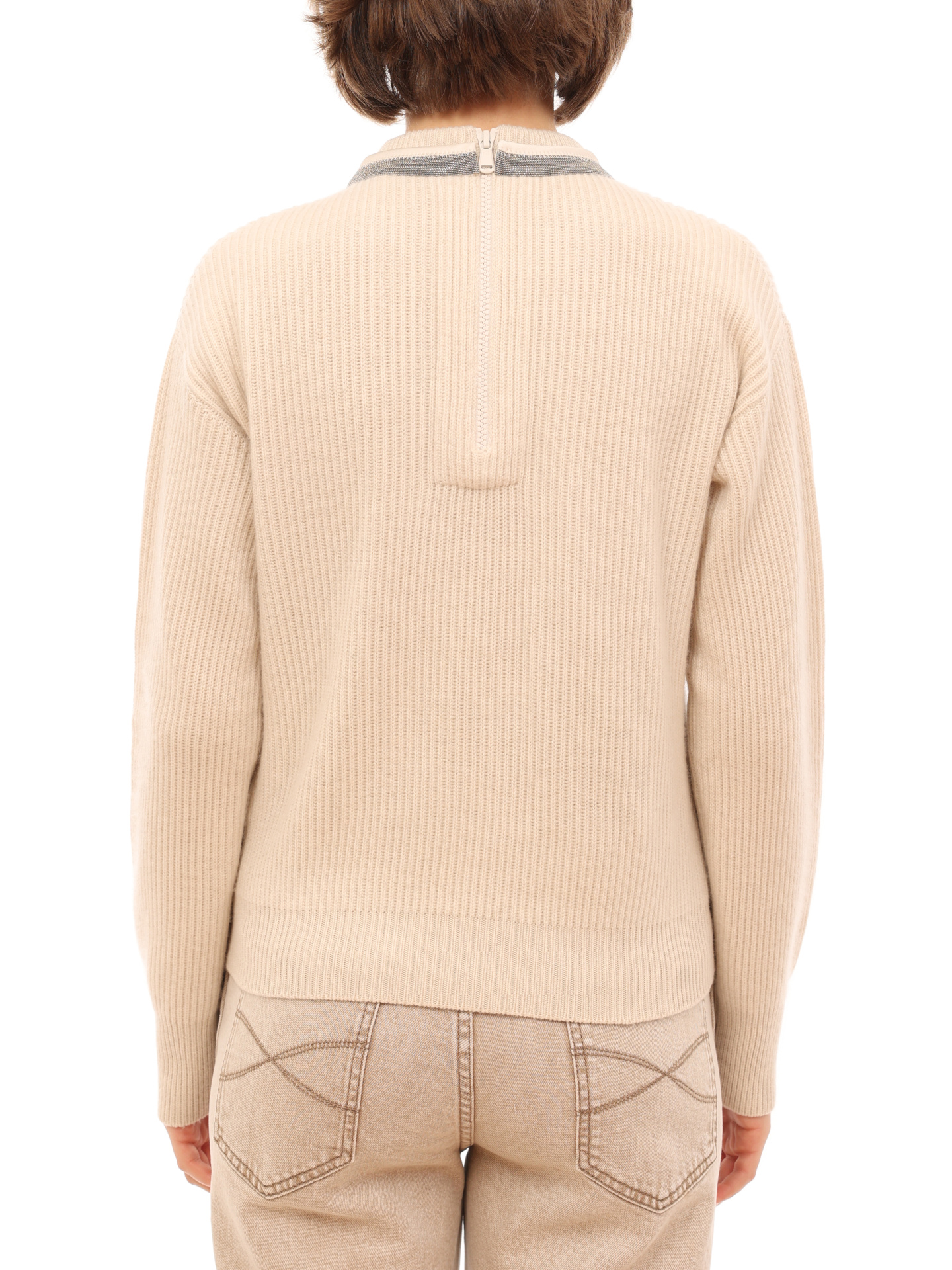 Джемпер Brunello Cucinelli M12712834 C2430 бежевый женский из кашемира — купить в интернет-магазине Verdistore