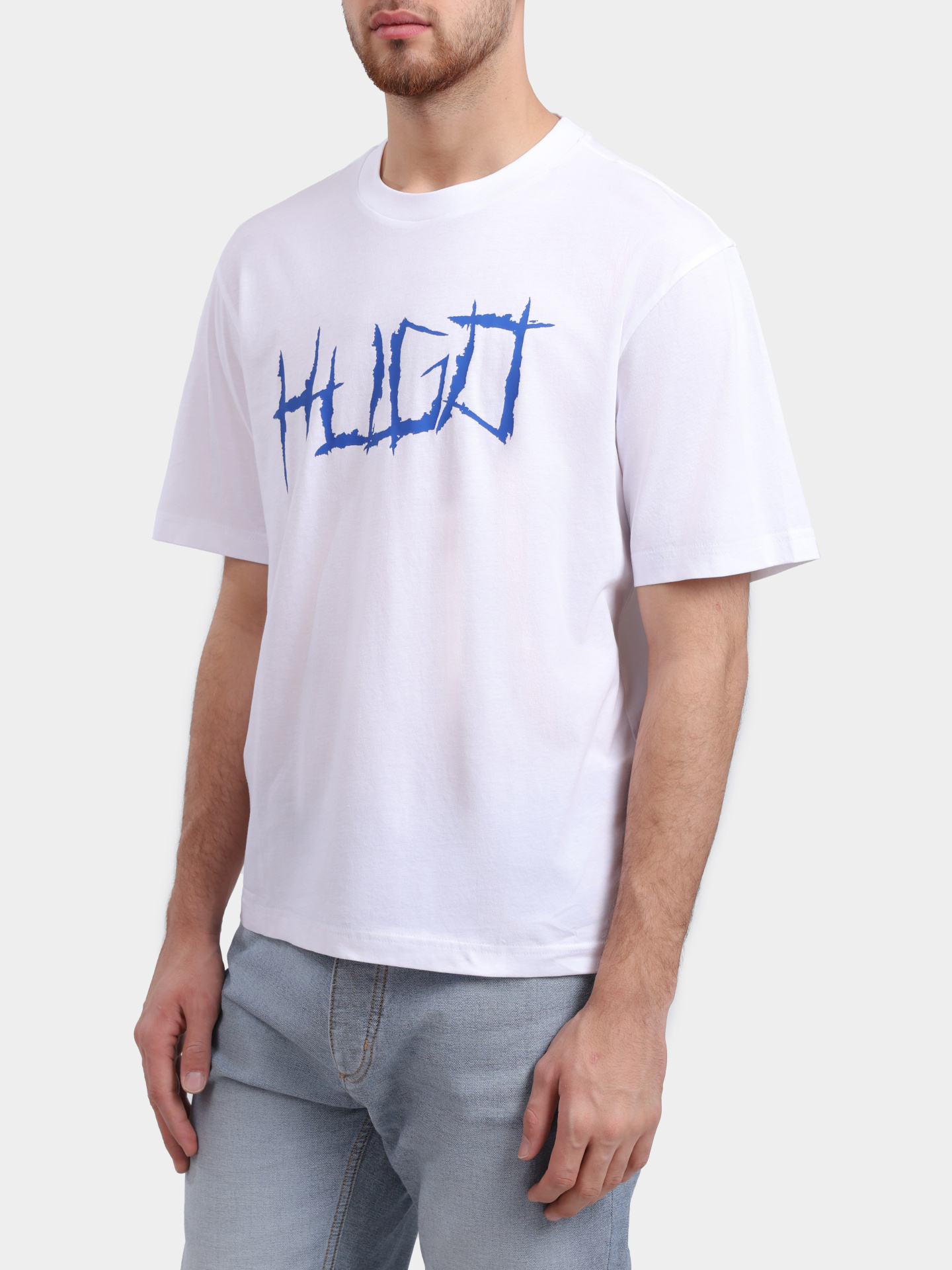 Футболка HUGO BLUE Namerix 10258299 01 50554350 110 белая мужская с крупным логотипом — купить в интернет-магазине Verdistore