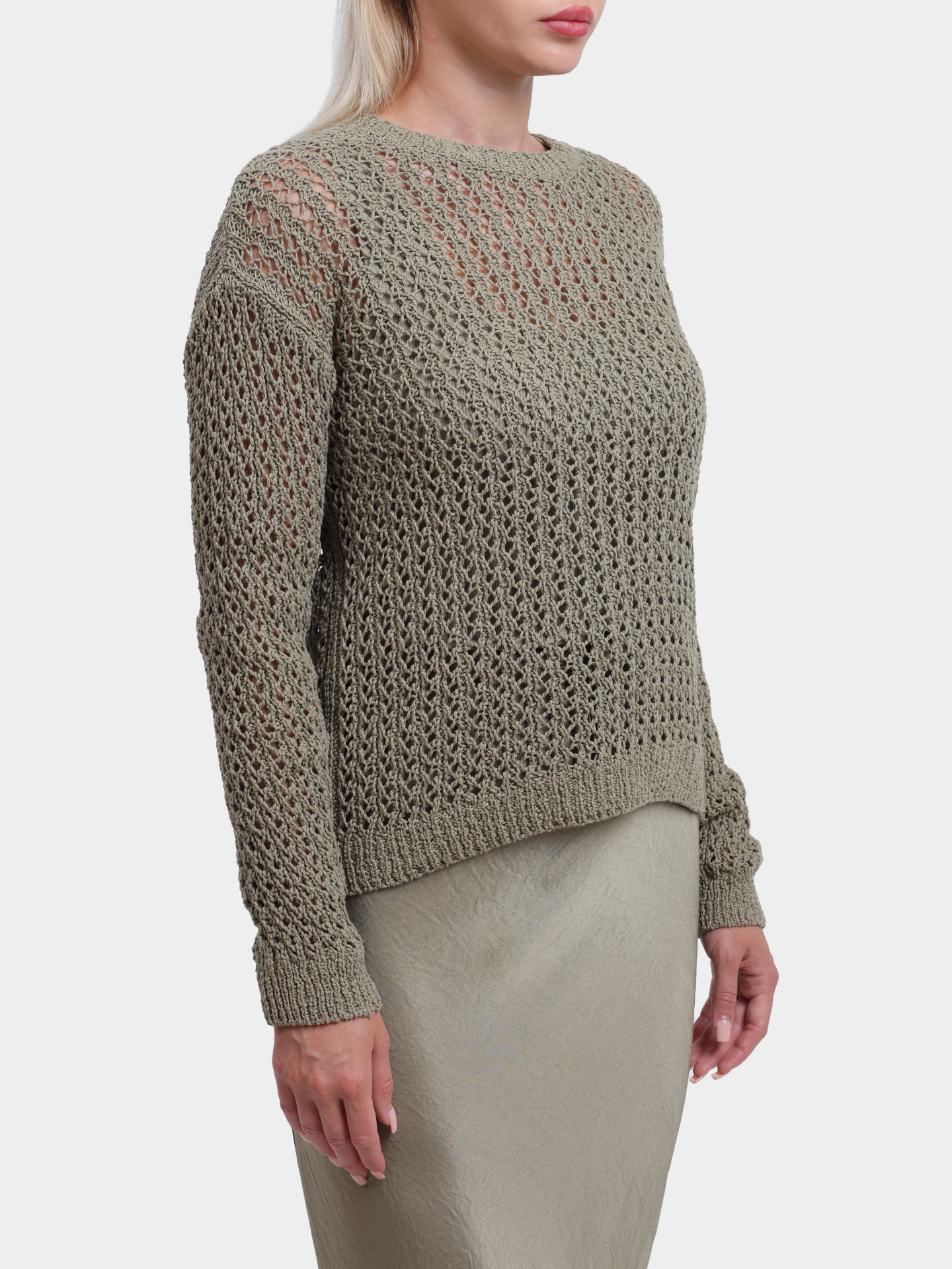 Свитер MARELLA RIVA 004 оливковый женский из хлопка — купить в интернет-магазине Verdistore