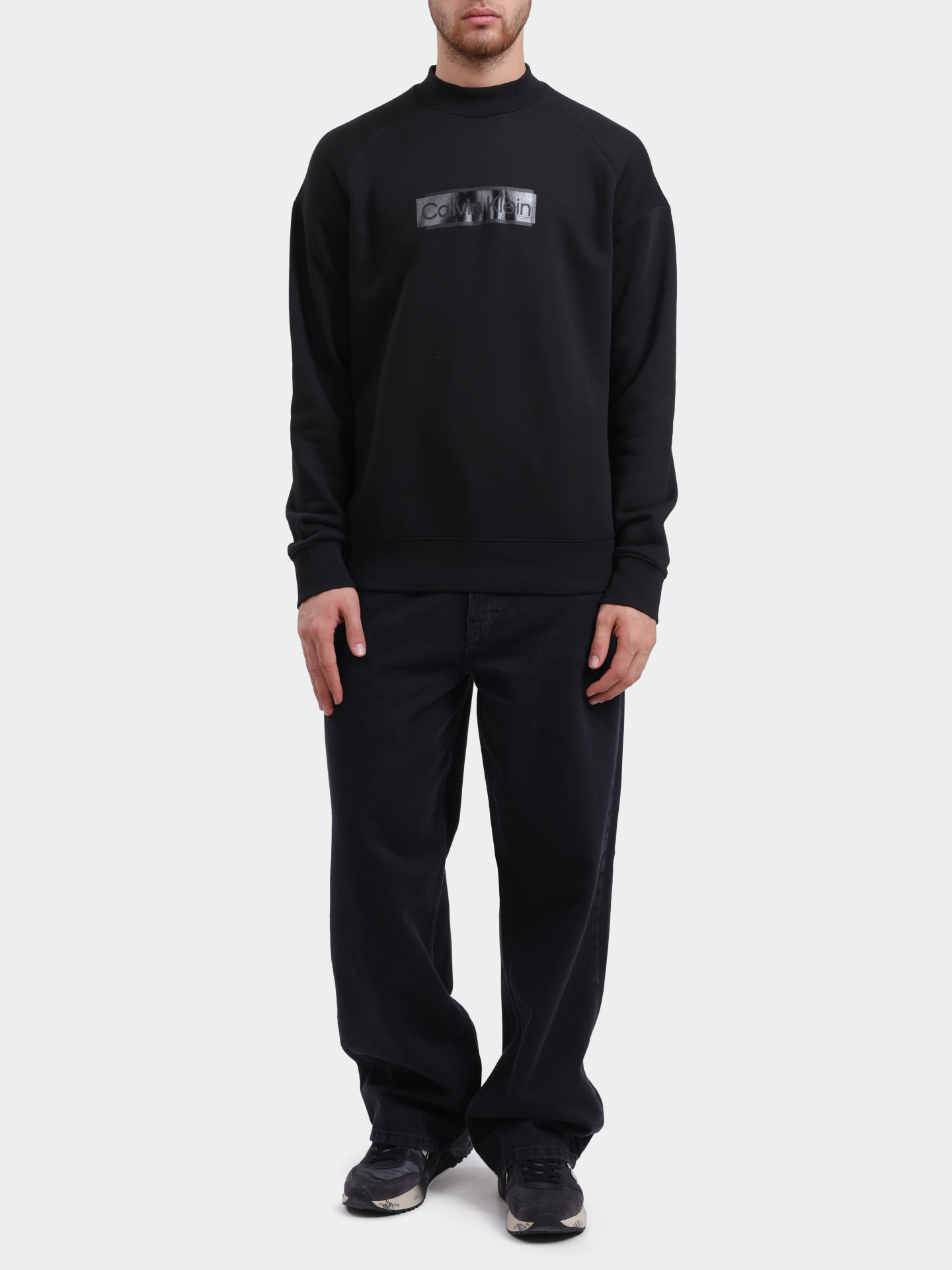 Свитшот Calvin Klein K10K112058 черный мужской с логотипом — купить в интернет-магазине Verdistore