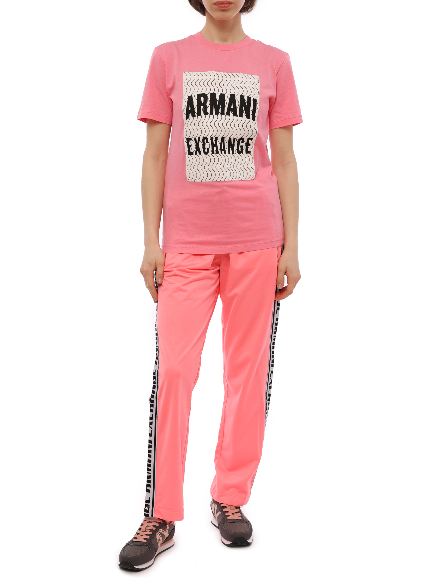 картинка Брюки спортивные Armani Exchange 3HYP84 YJ52Z 1475 розовые женские с лампасами от магазина Verdistore
