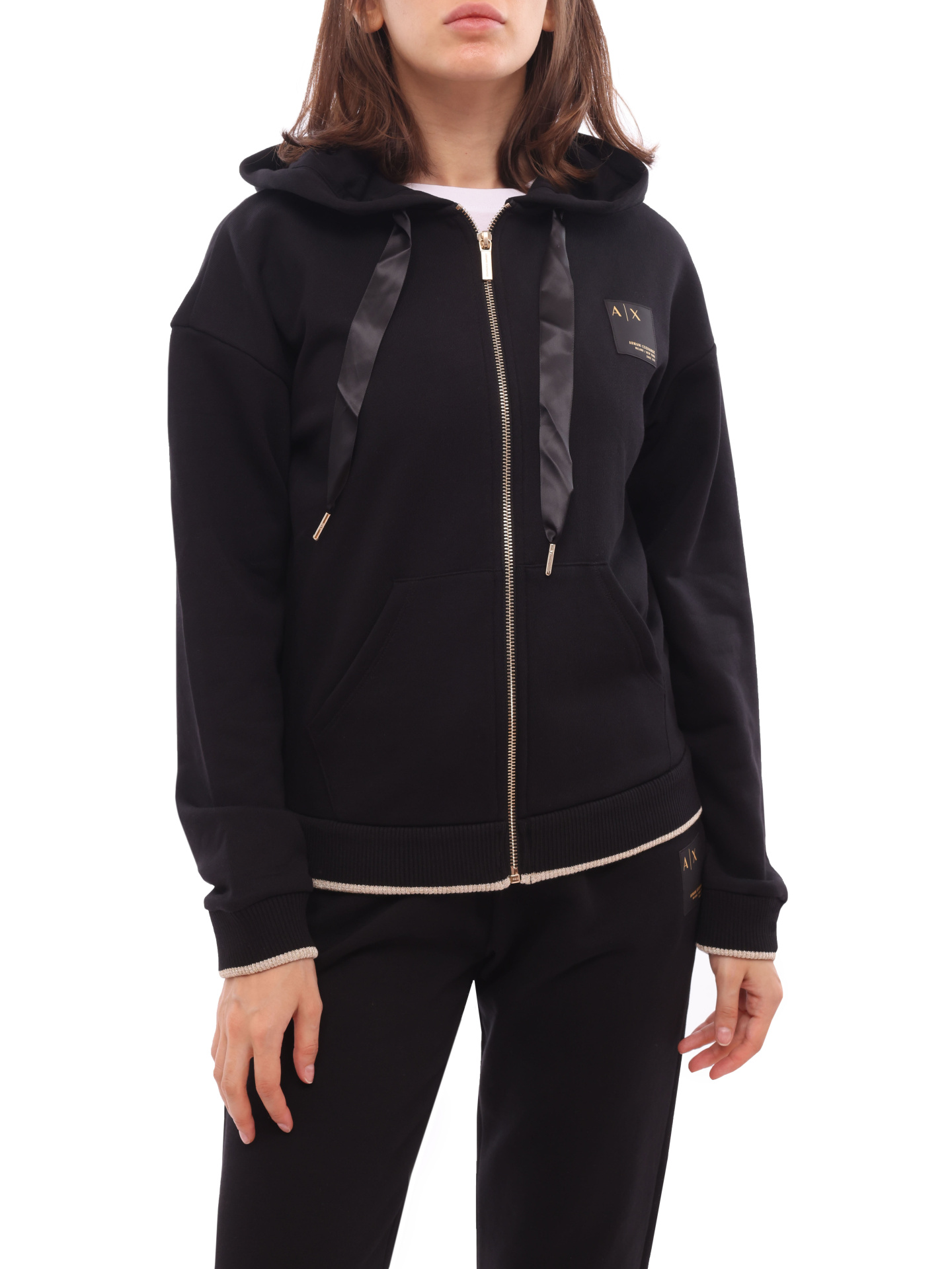 Мастерка Armani Exchange 6KYM87 YJE5Z 1200 черная женская с контрастной окантовкой — купить в интернет-магазине Verdistore