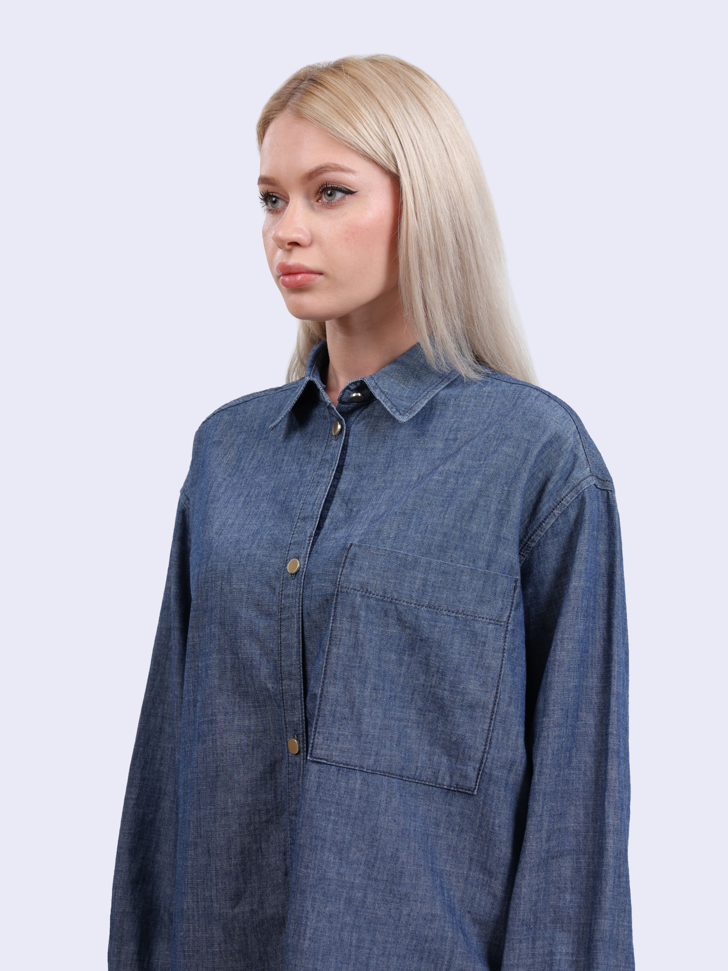Рубашка Armani Exchange XW000202 AF12895 MB002 синяя женская из денима — купить в интернет-магазине Verdistore