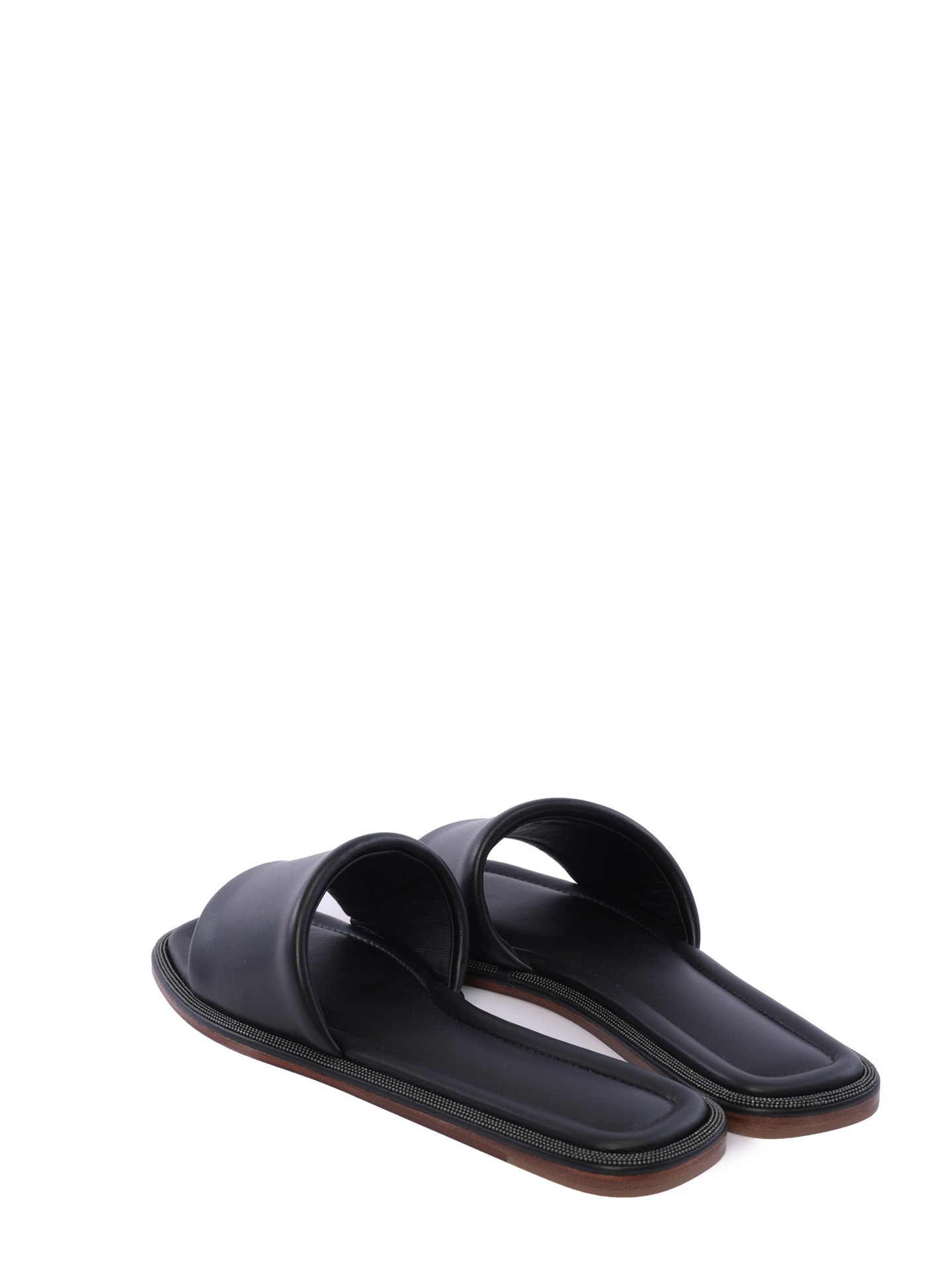 Шлепанцы Brunello Cucinelli MZCWCB1358 C101 черные женские из кожи — купить в интернет-магазине Verdistore