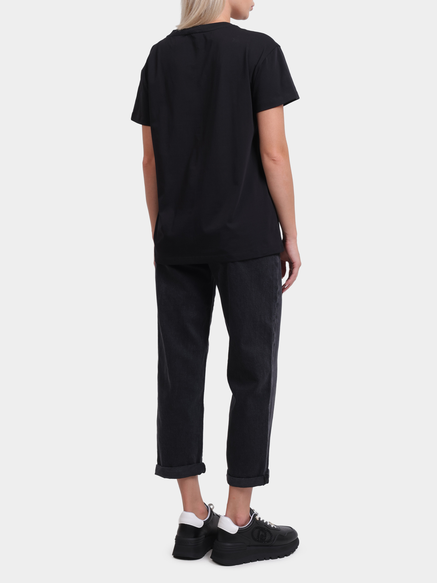 Футболка Liu-Jo TF5279 JS003 M9775 черная женская из хлопка — купить в интернет-магазине Verdistore