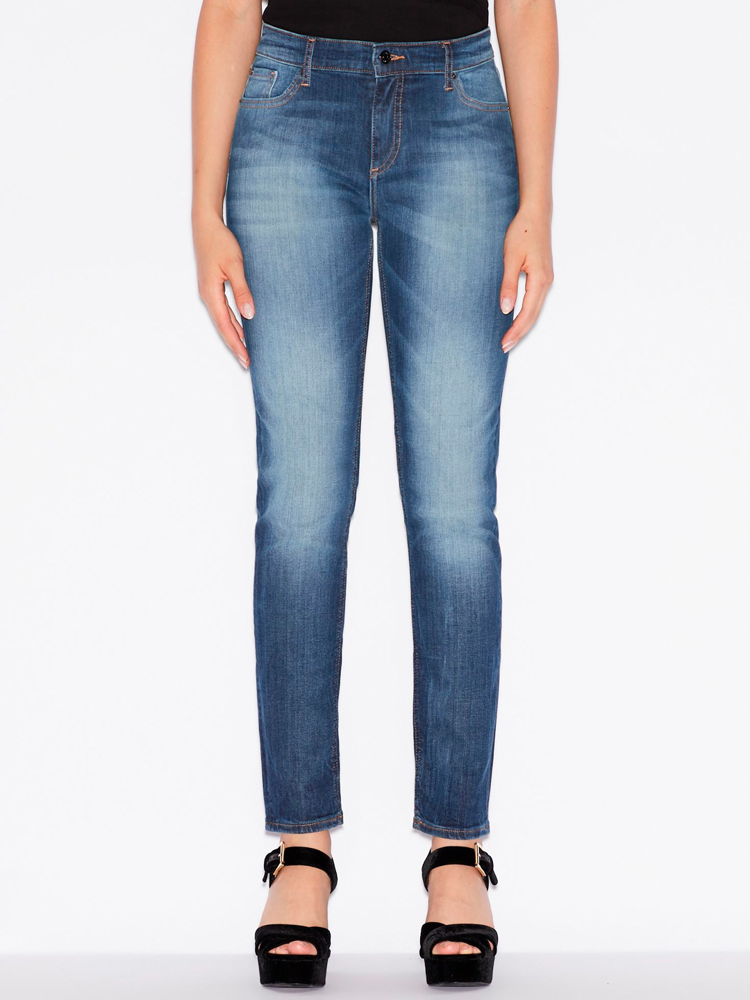 Джинсы Armani Exchange 6GYJ44 1500 синие женские с потертостями — купить в интернет-магазине Verdistore