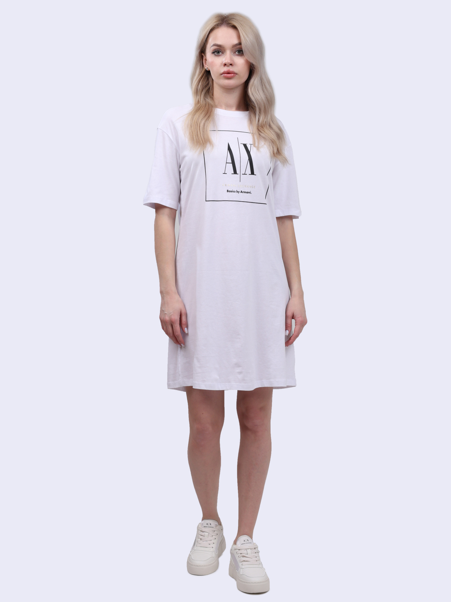 Платье Armani Exchange 3RYA78 YJ3RZ 1000 белое женское из хлопка — купить в интернет-магазине Verdistore