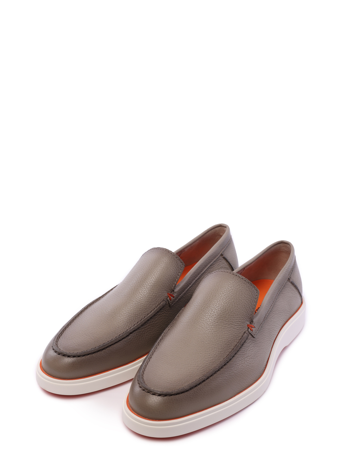 Лоферы серые кожаные на белой изогнутой подошве  — купить в интернет-магазине Verdistore