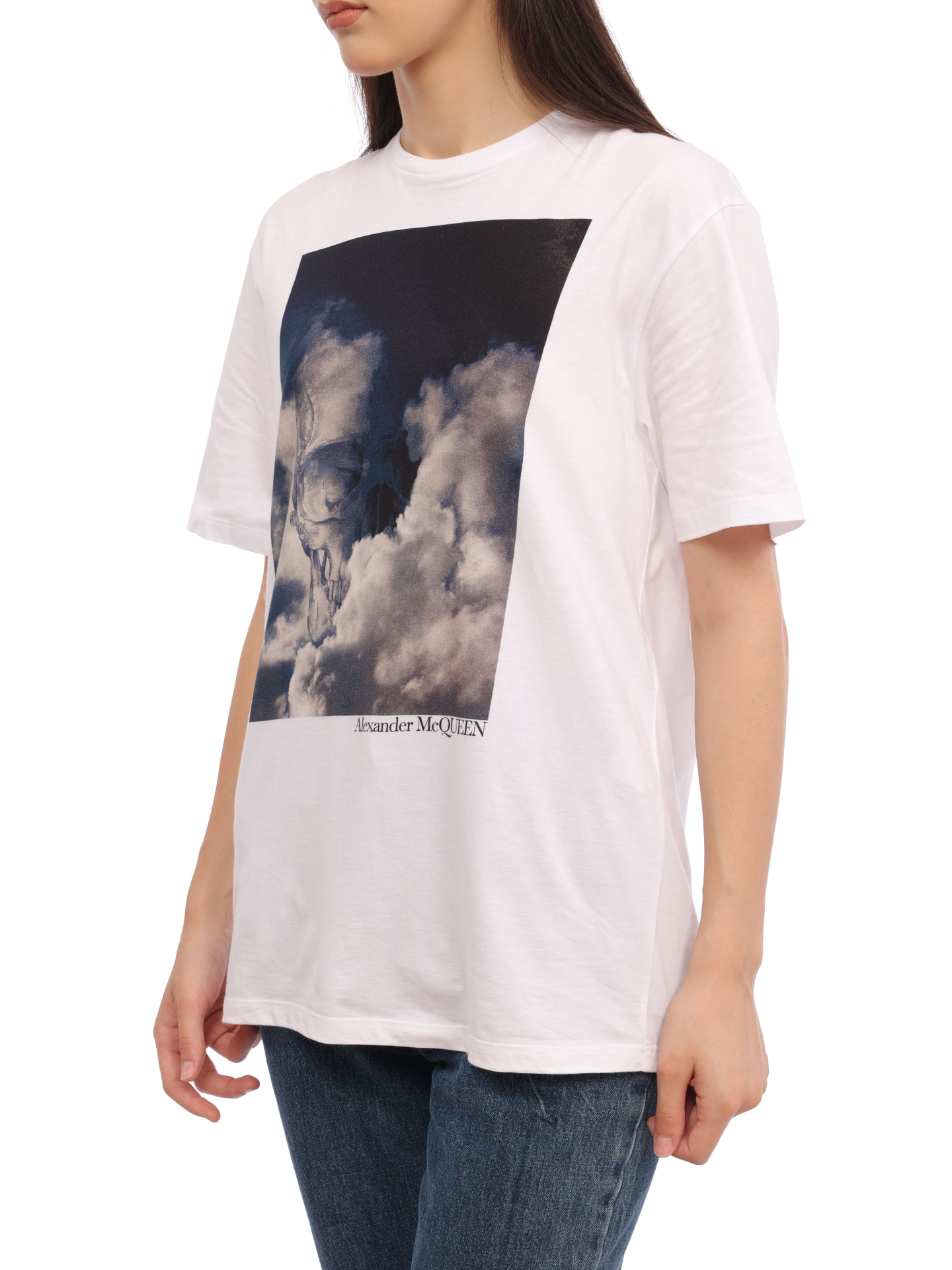 Футболка Alexander McQueen 701325 QZAFU 0900 белая женская — купить в интернет-магазине Verdistore