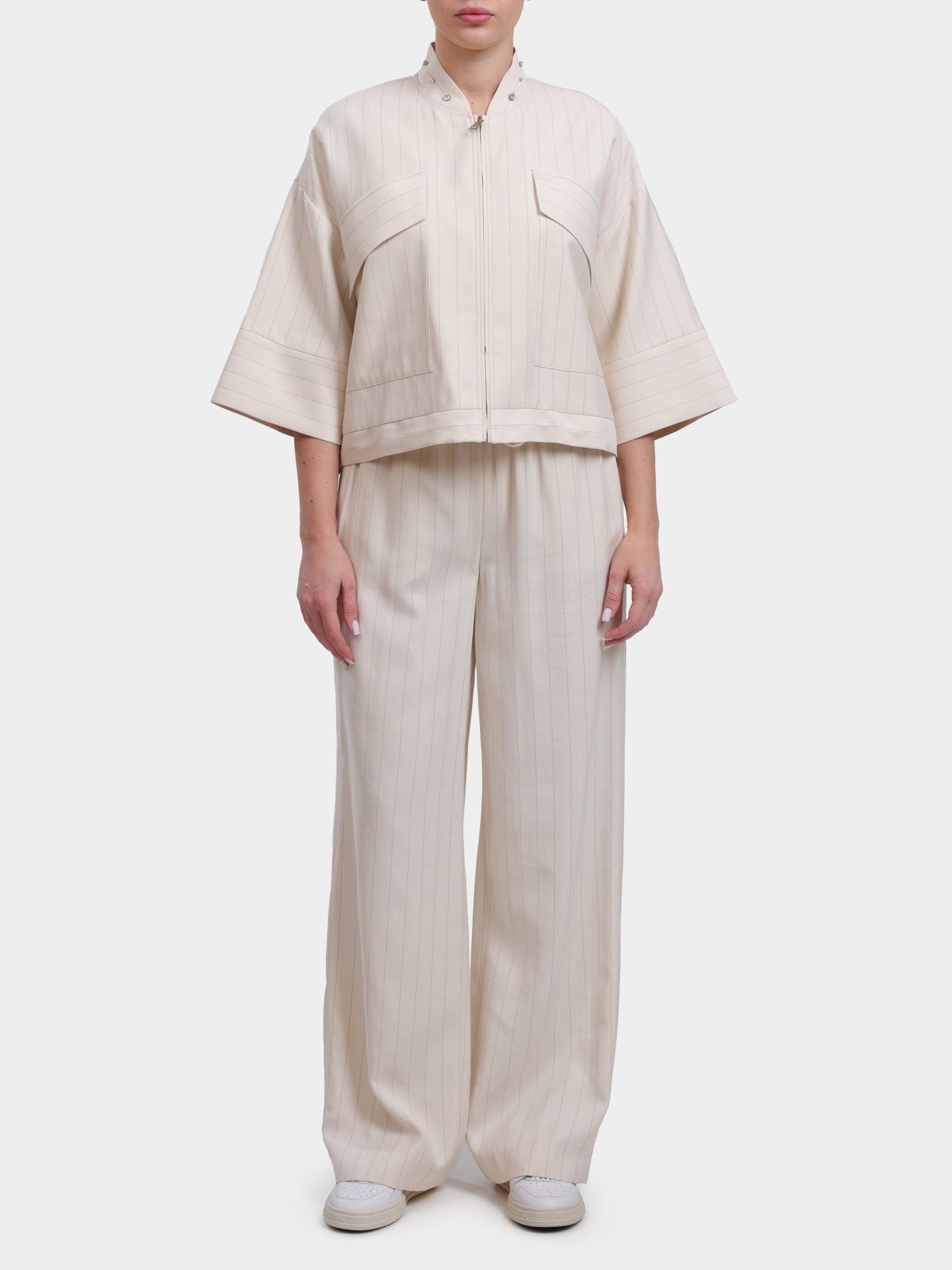 Жакет Liu-Jo CA6117 T557A P9579 бежевый женский в полоску — купить в интернет-магазине Verdistore