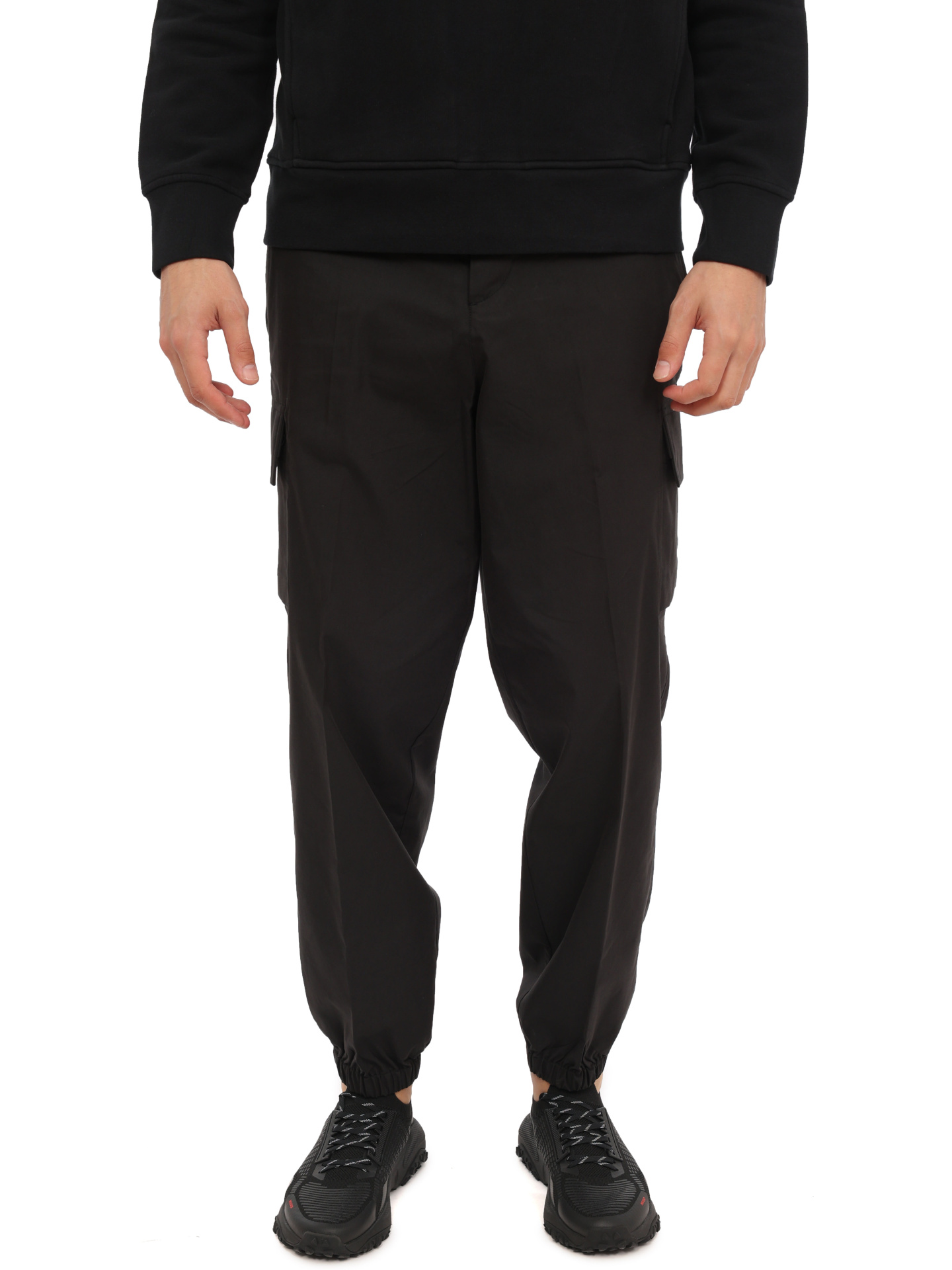 Брюки темно-серые из легкой ткани с манжетами и нашитыми карманами по бокам — купить в интернет-магазине Verdistore