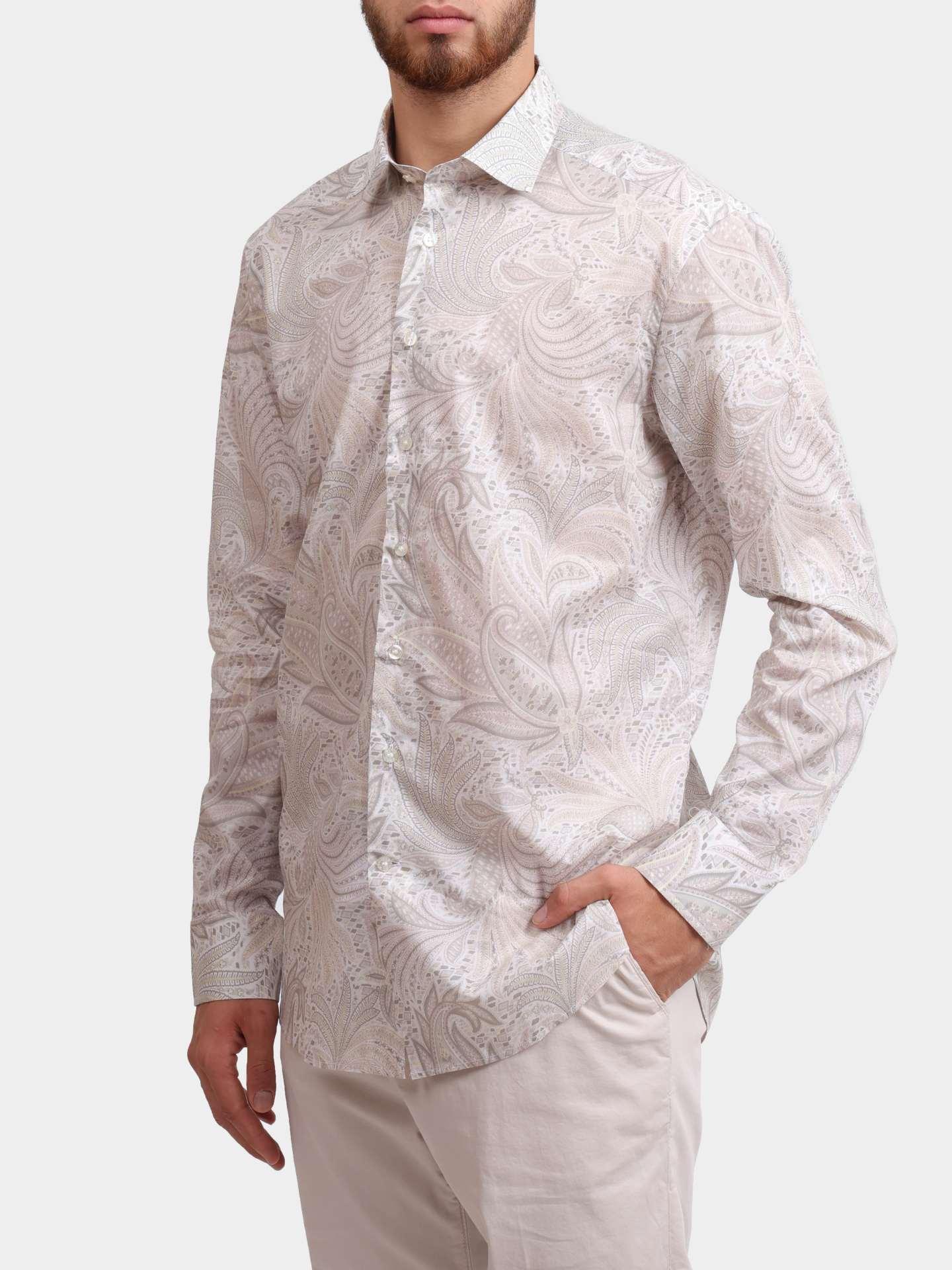 Рубашка MRIB0001 99SA5F1 X0835 молочного цвета прямого кроя мужская — купить в интернет-магазине Verdistore