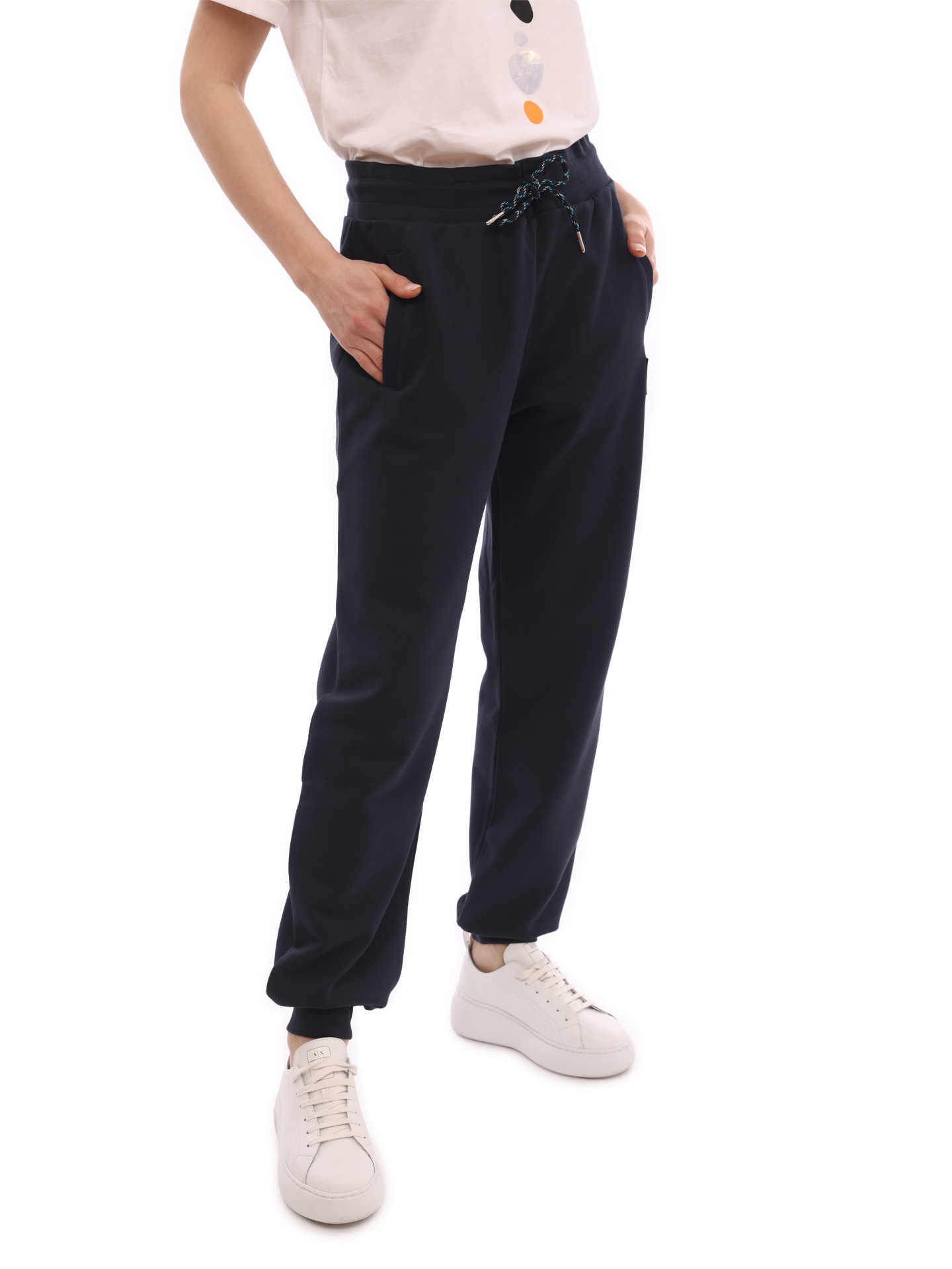 картинка Брюки спортивные Armani Exchange 3LYP75 YJ6UZ 1593 темно-синие женские с манжетами от магазина Verdistore