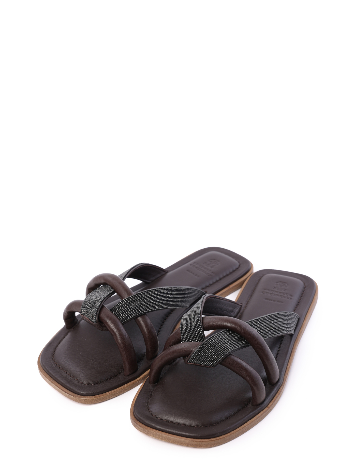 Тапки Brunello Cucinelli MZNACB1109 C8279 кожаные женские — купить в интернет-магазине Verdistore