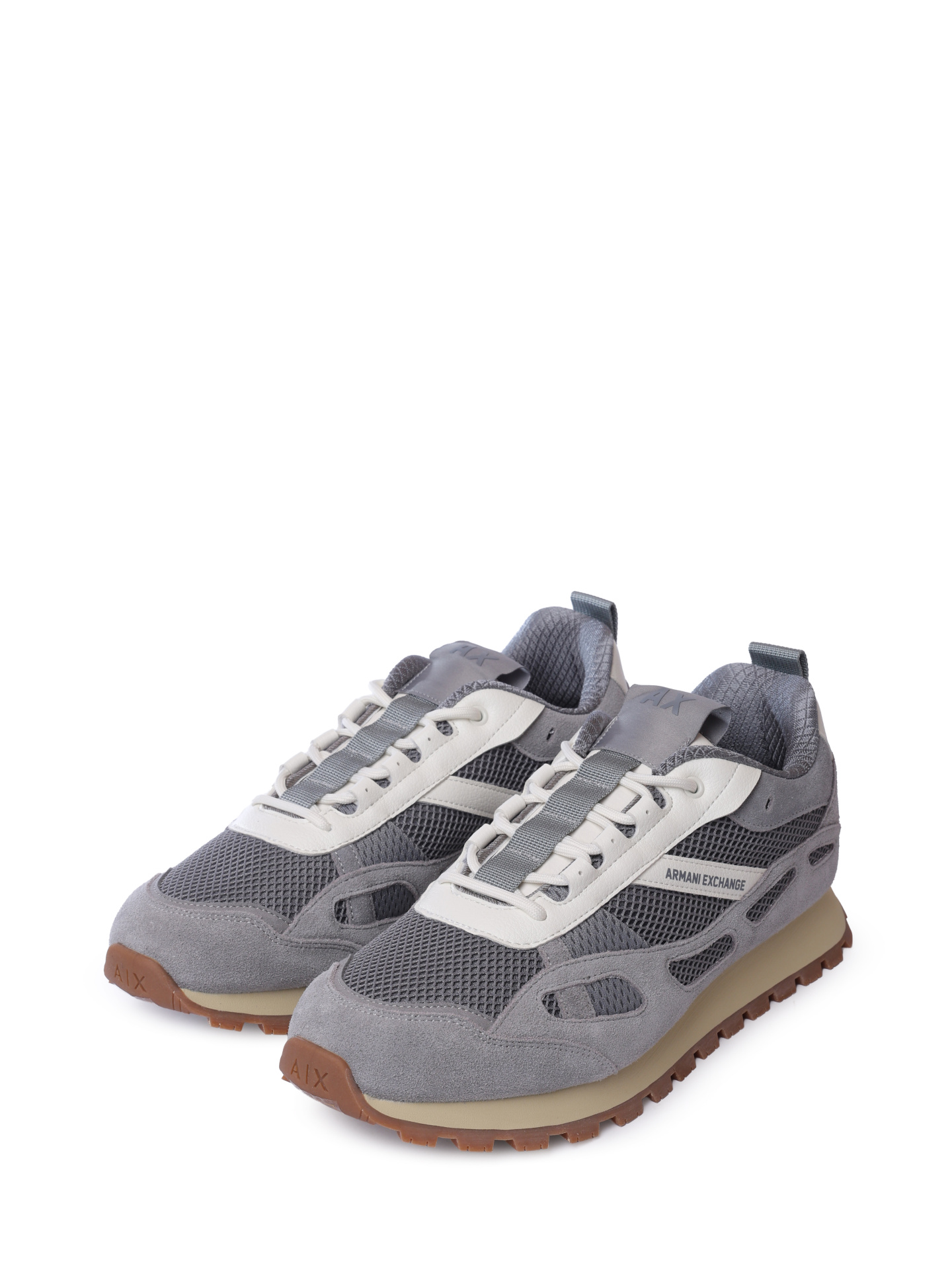 Кроссовки Armani Exchange XUX264 XV956 U659 серые мужские с замшевыми вставками — купить в интернет-магазине Verdistore