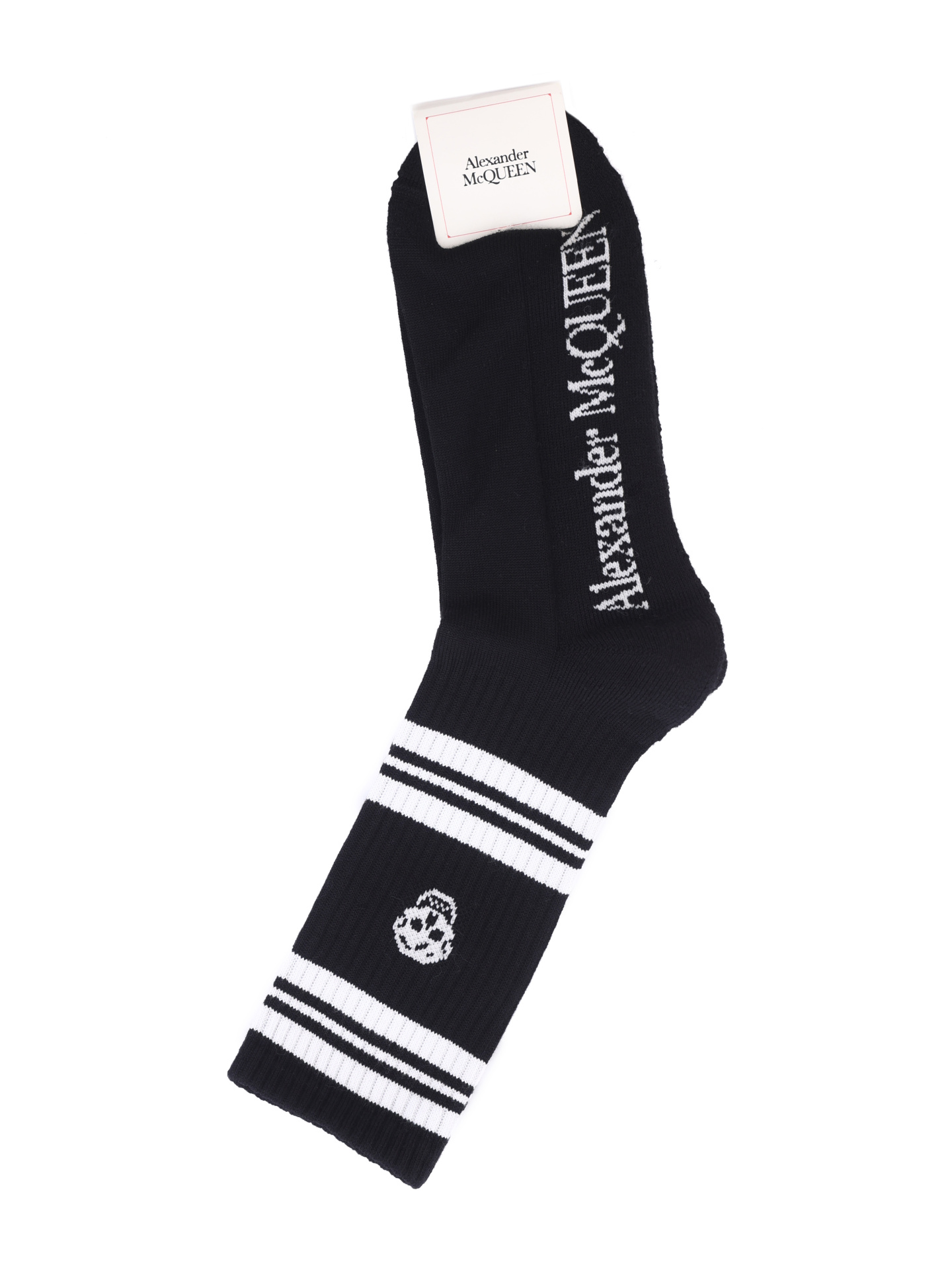 Носки Alexander McQueen 5734584C05Q 1078 хлопковые черные высокие — купить в интернет-магазине Verdistore