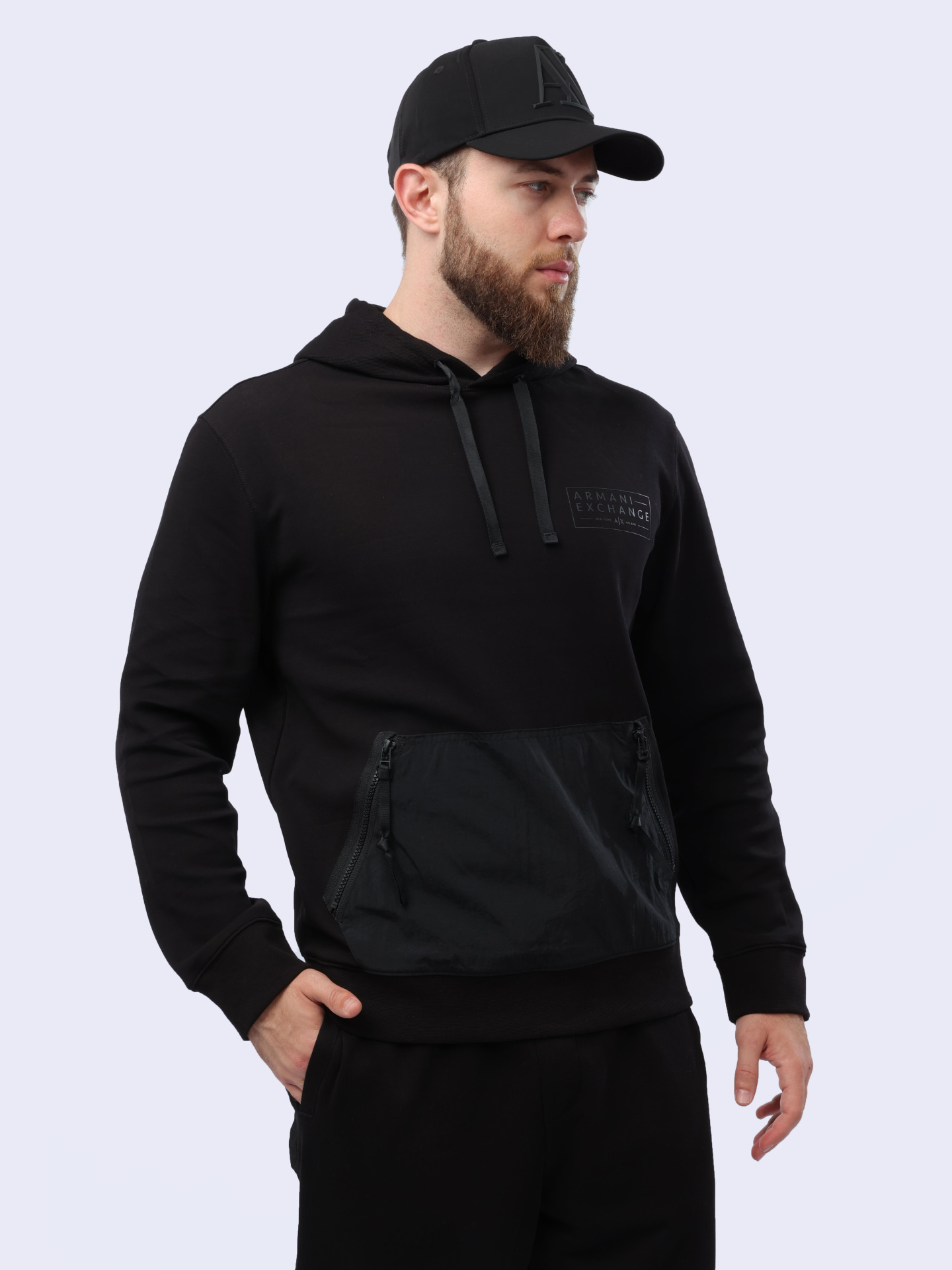 Худи Armani Exchange 3DZMJK ZJXLZ 1200 черное мужское — купить в интернет-магазине Verdistore