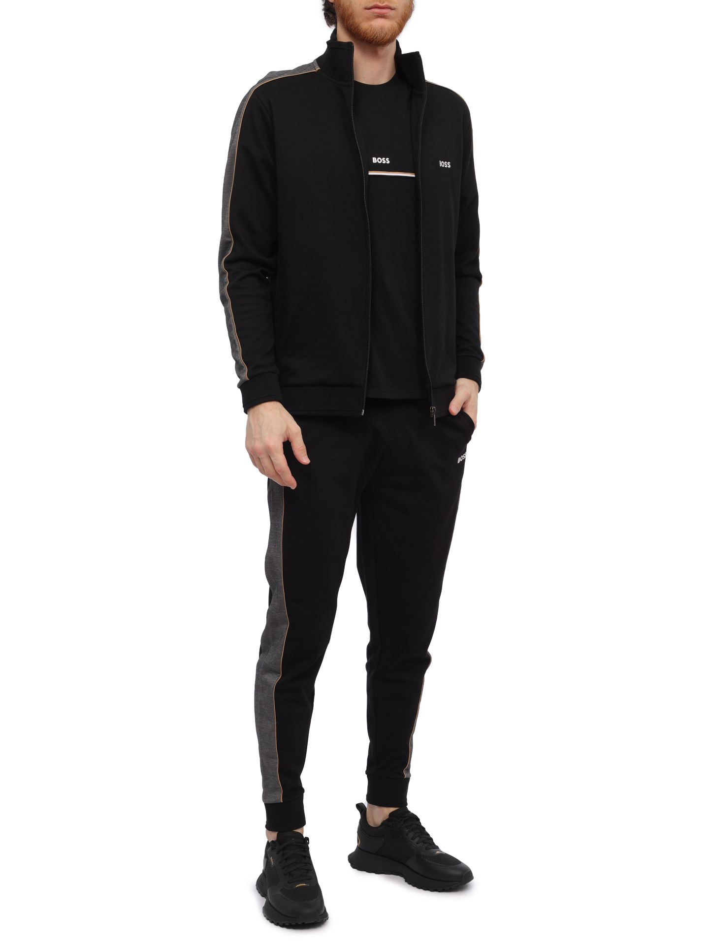 Костюм спортивный Boss 50511040 001 черный мужской с лампасами — купить в интернет-магазине Verdistore