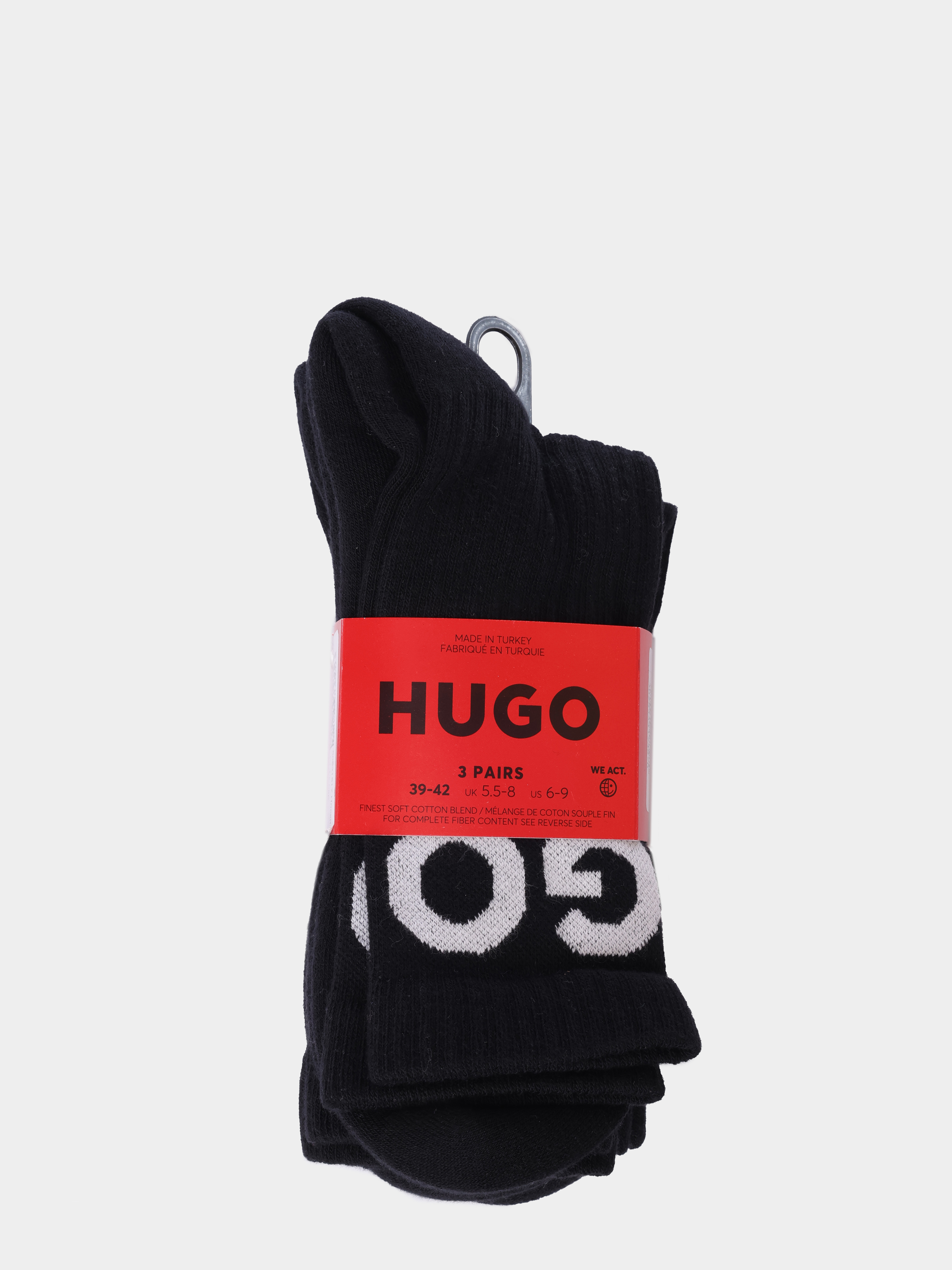 Носки комплект Hugo 50531517 001 черные мужские с логотипом — купить в интернет-магазине Verdistore