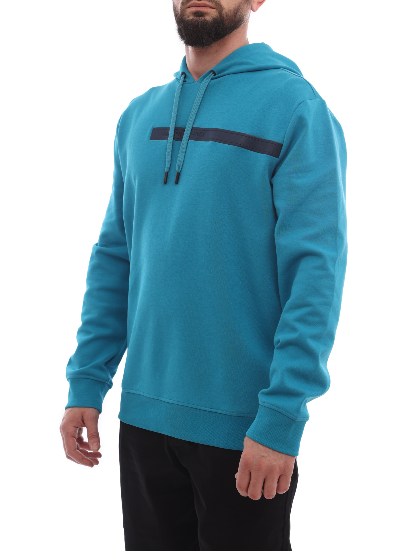 Худи Armani Exchange 3LZMAM ZJ8QZ 15BB голубое мужское из хлопка — купить в интернет-магазине Verdistore