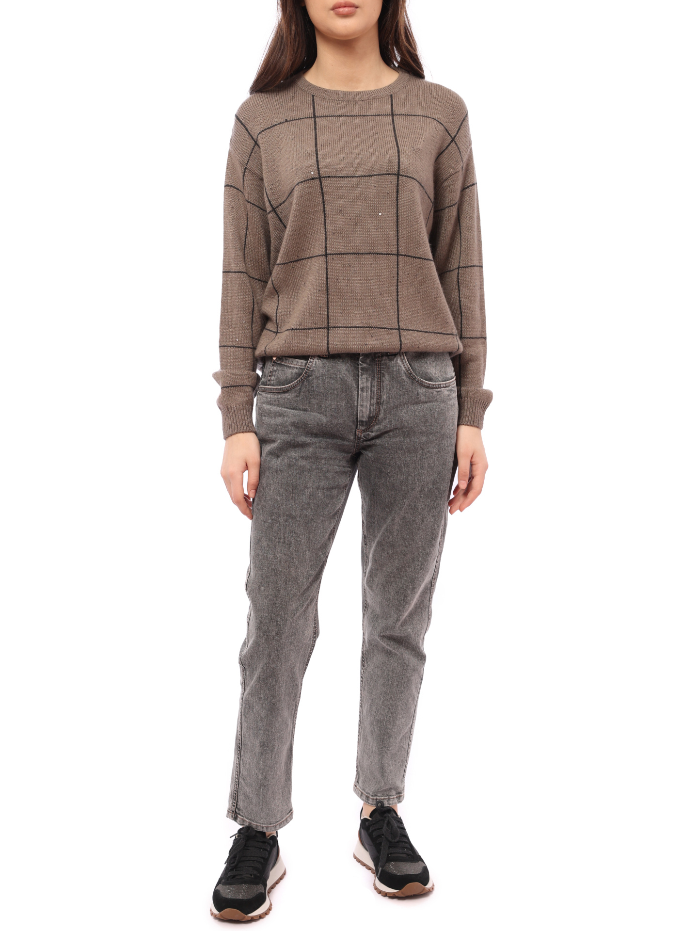 Джинсы Brunello Cucinelli MH186P5676 C8325 серые женские — купить в интернет-магазине Verdistore
