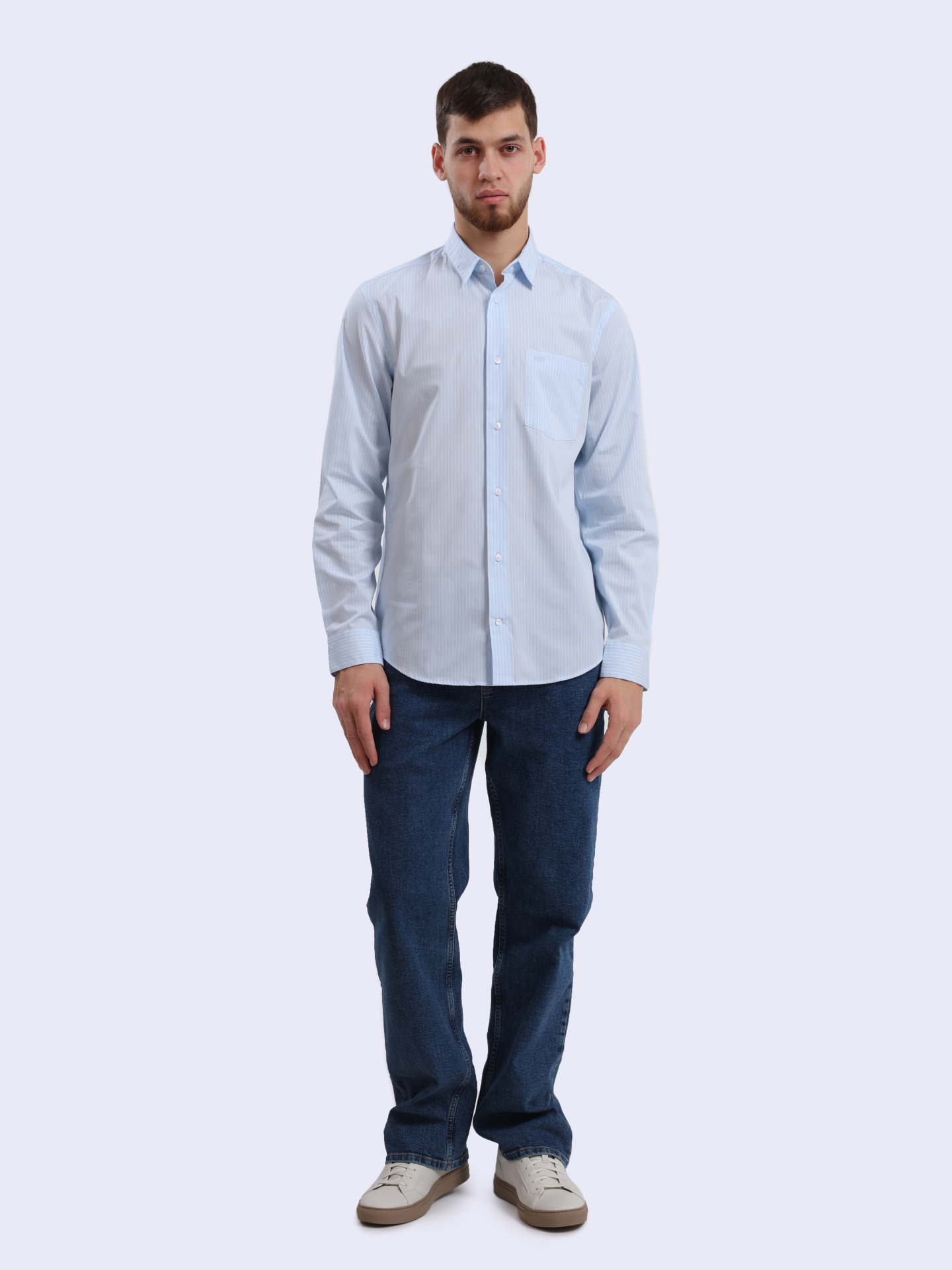 Рубашка Calvin Klein K10K113491 C1S голубая мужская в полоску — купить в интернет-магазине Verdistore