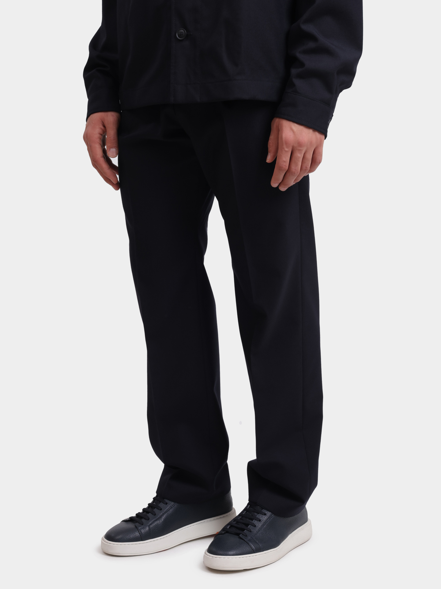 Брюки Boss 50545809 404 темно-синие мужские из шерсти — купить в интернет-магазине Verdistore