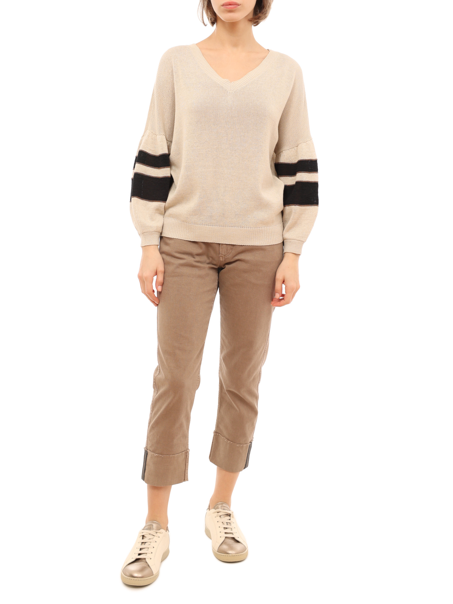 Джемпер Brunello Cucinelli M78763412 молочный женский — купить в интернет-магазине Verdistore