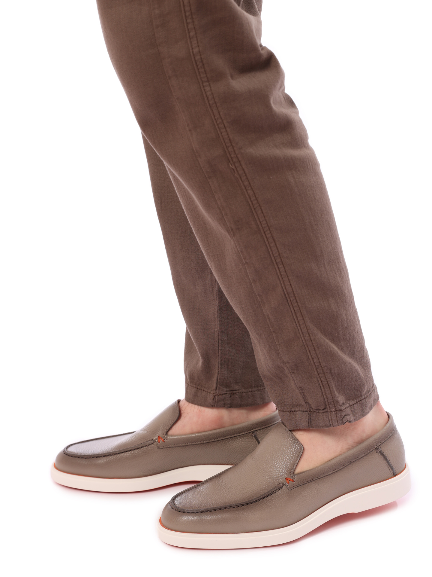 Лоферы серые кожаные на белой изогнутой подошве  — купить в интернет-магазине Verdistore