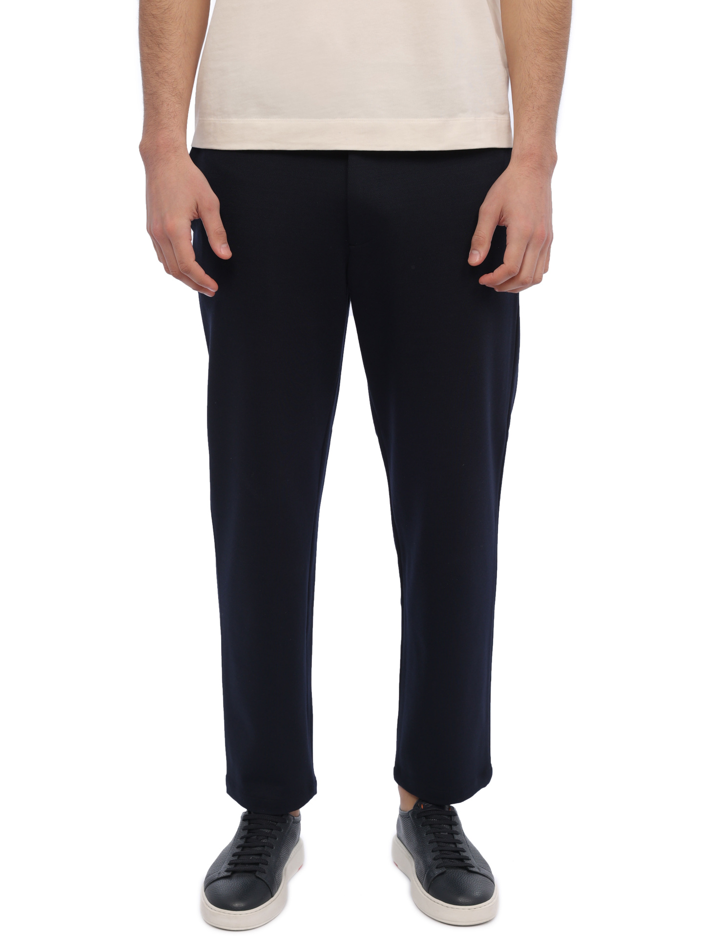Брюки темно-синие прямого кроя из мягкой ткани — купить в интернет-магазине Verdistore