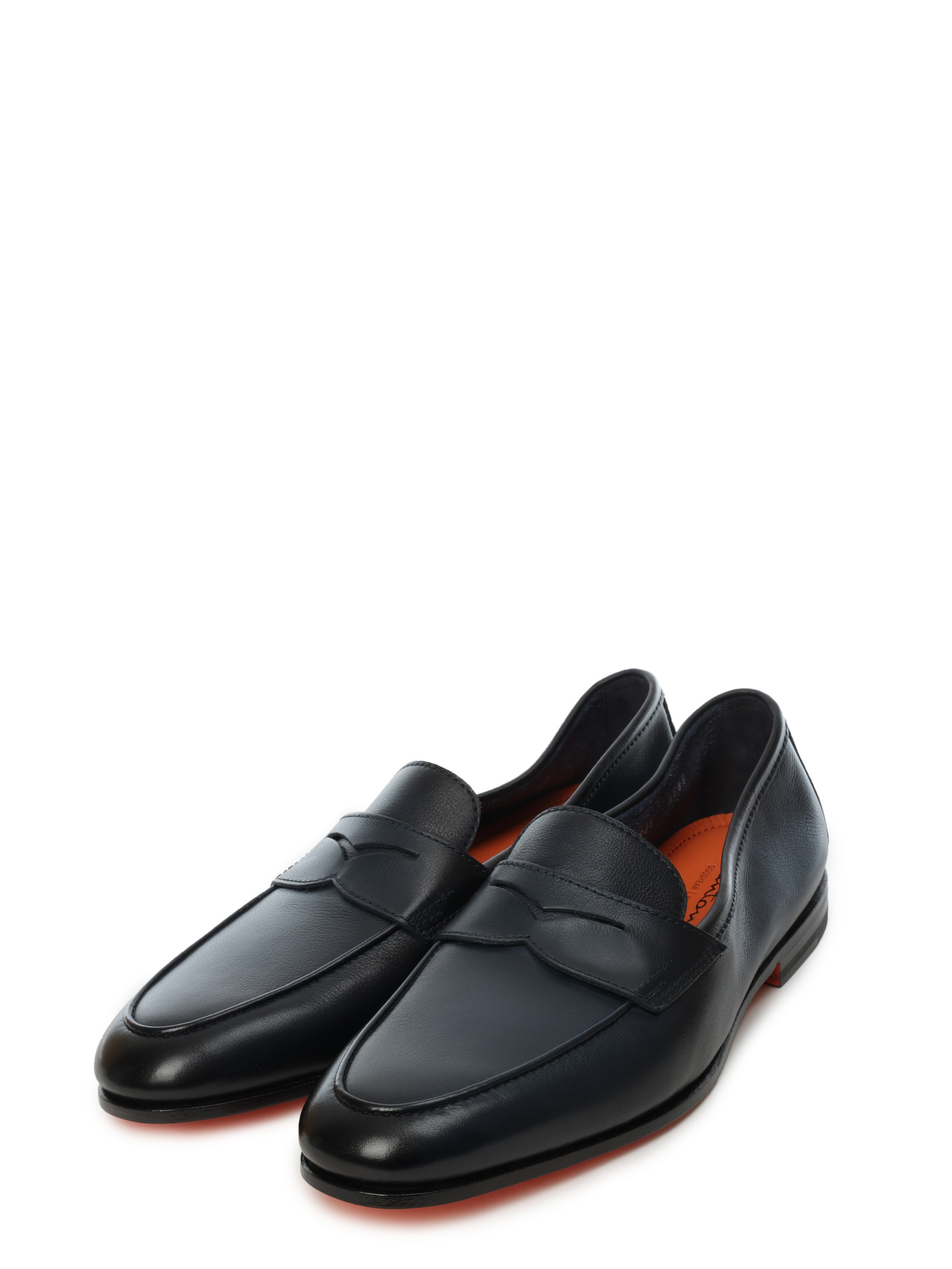 Лоферы темно-синие кожаные с острым носком и поднятой задней частью — купить в интернет-магазине Verdistore