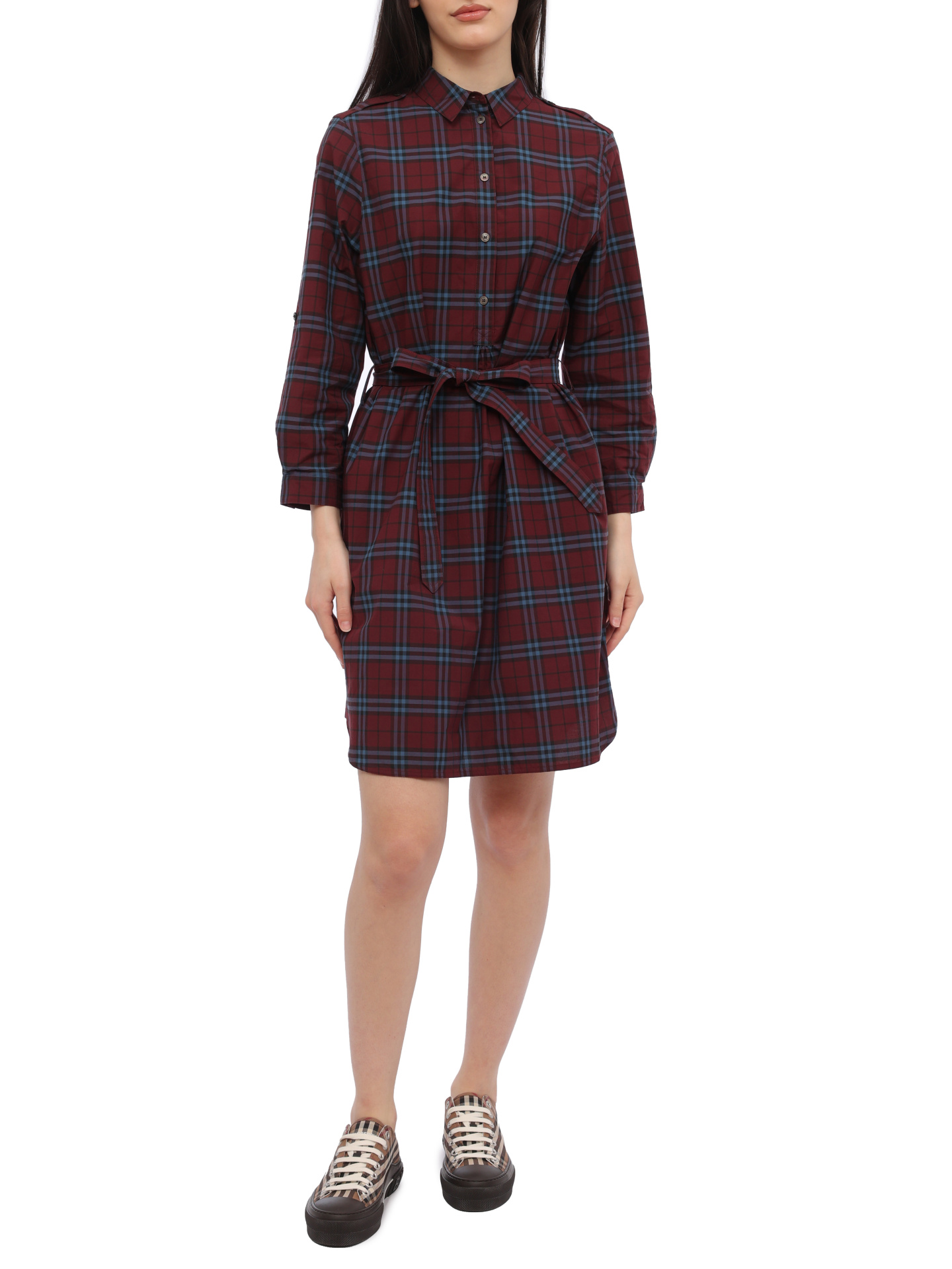 Платье Burberry 4066179 хлопковое женское в клетку — купить в интернет-магазине Verdistore