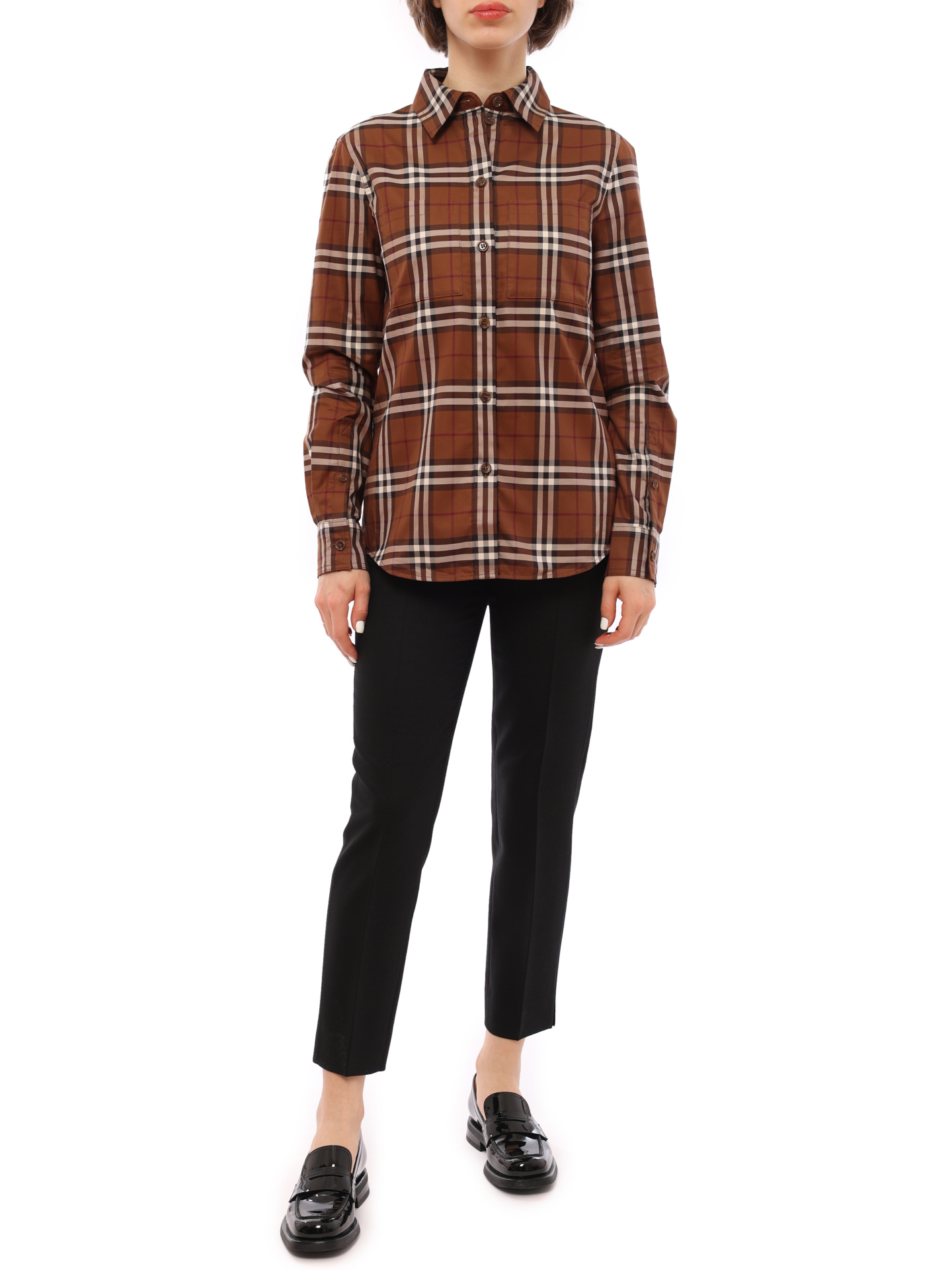 Рубашка Burberry 8063163 A9011 хлопковая женская в клетку — купить в интернет-магазине Verdistore