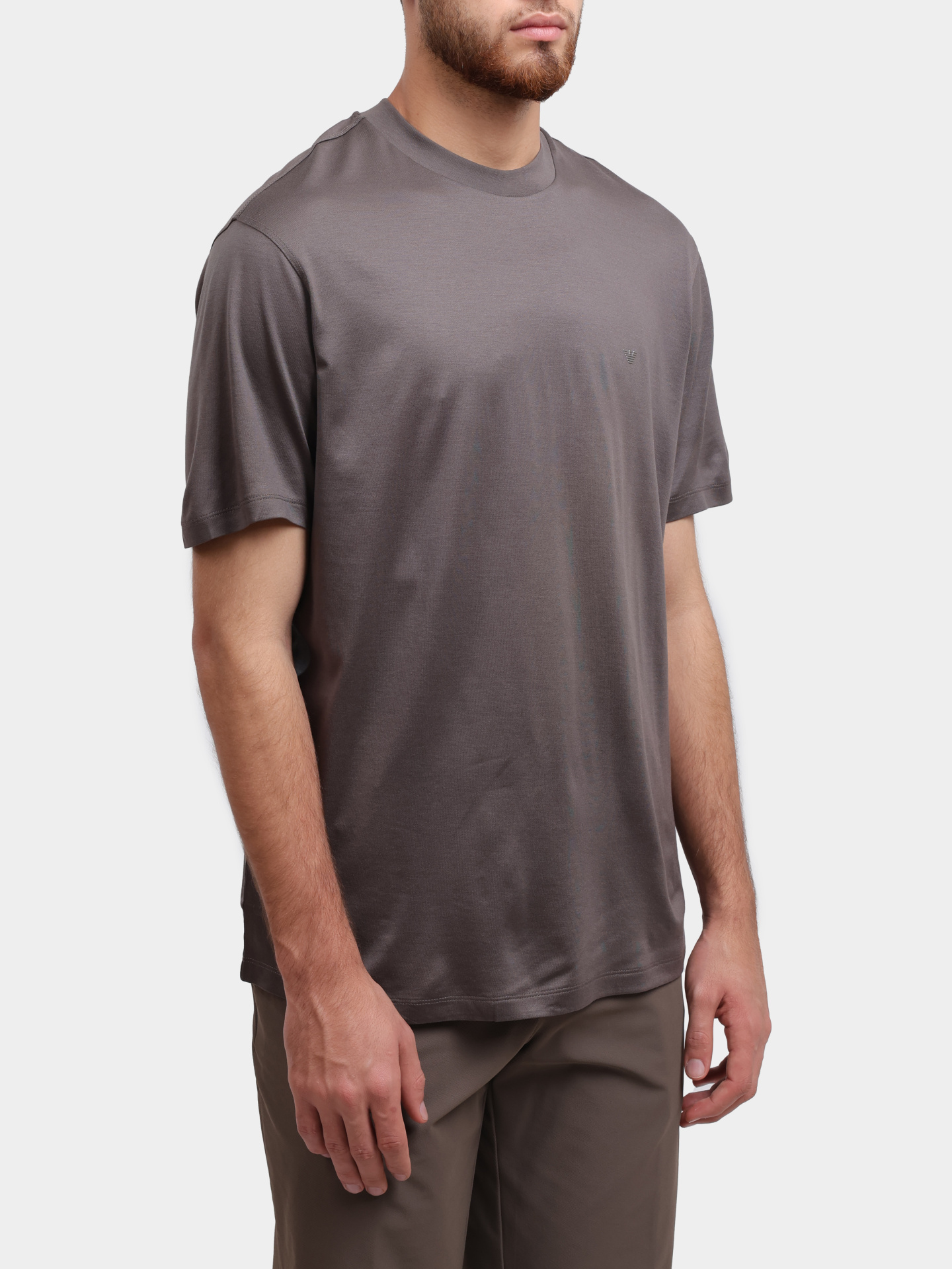 Футболка Emporio Armani EM003137 AF10761 U8143 серо-коричневая мужская — купить в интернет-магазине Verdistore