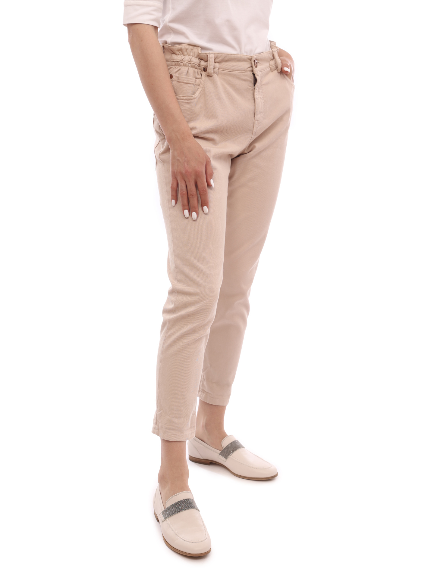 Джинсы Brunello Cucinelli M0Y16P5063 бежевые женские — купить в интернет-магазине Verdistore