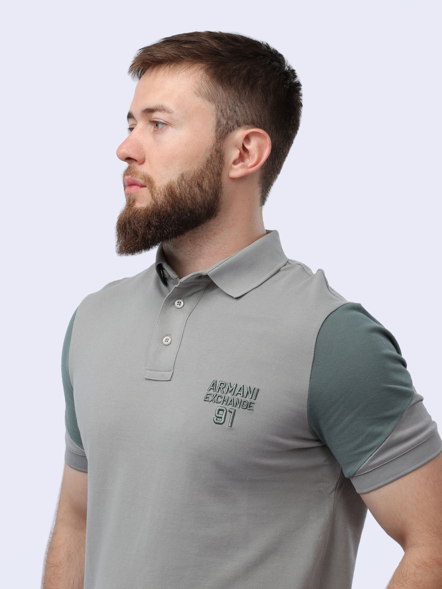 Поло Armani Exchange 3DZFLK ZJM5Z 1996 мужское с контрастными рукавами — купить в интернет-магазине Verdistore