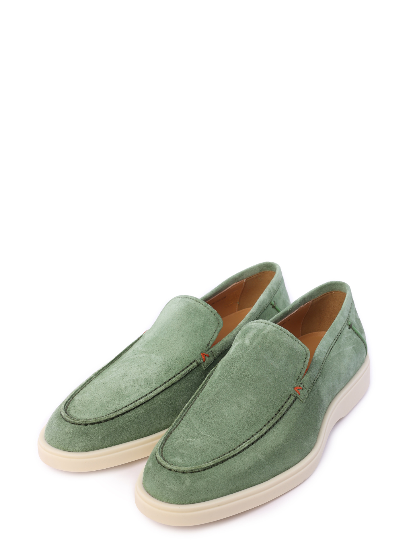 Лоферы светло-зеленые замшевые на белой подошве  — купить в интернет-магазине Verdistore