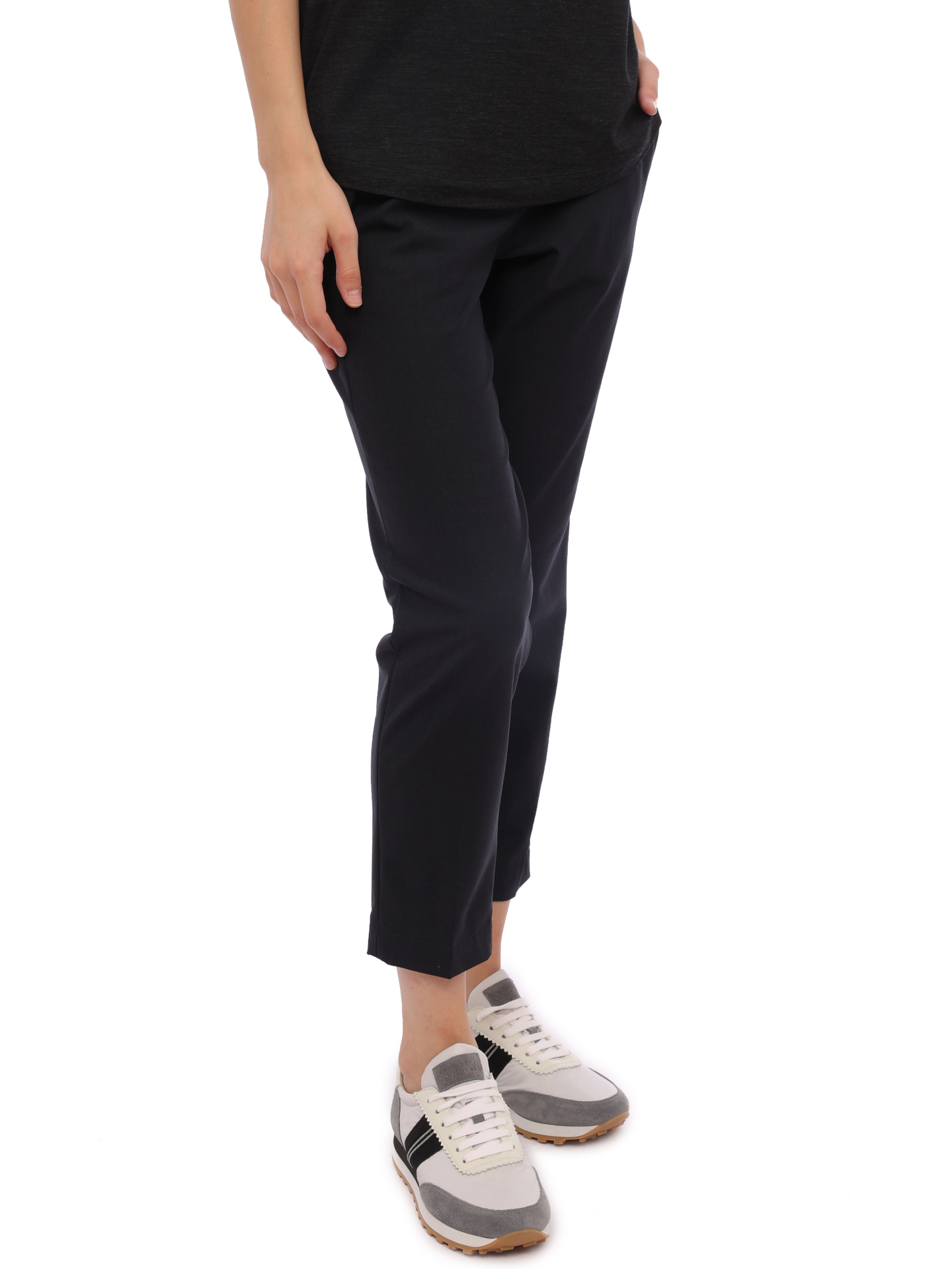 Брюки Brunello Cucinelli M0W07P6119 темно-синие женские с ремешком — купить в интернет-магазине Verdistore