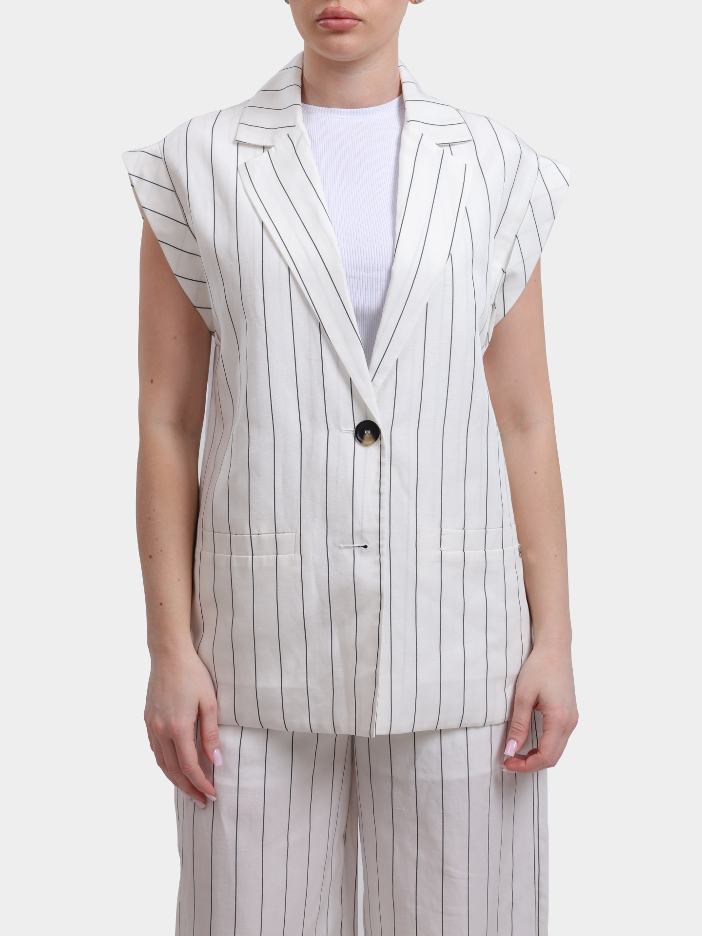 Жилет Liu-Jo WHITE LABEL WA6369 T4818 03Q45 белый женский с принтом полос  — купить в интернет-магазине Verdistore