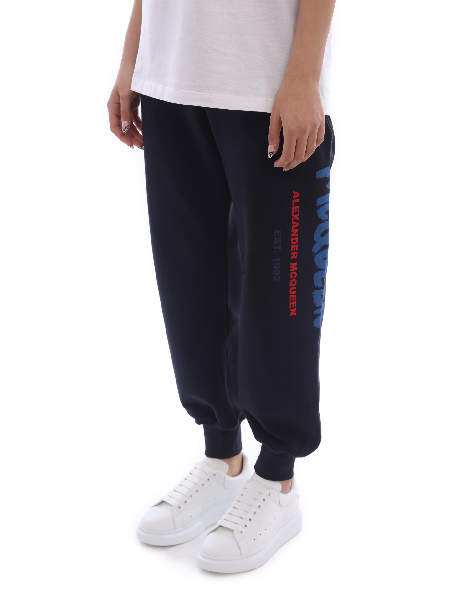 Брюки Alexander McQueen 687037-QZAD5-0415 темно-синие женские — купить в интернет-магазине Verdistore