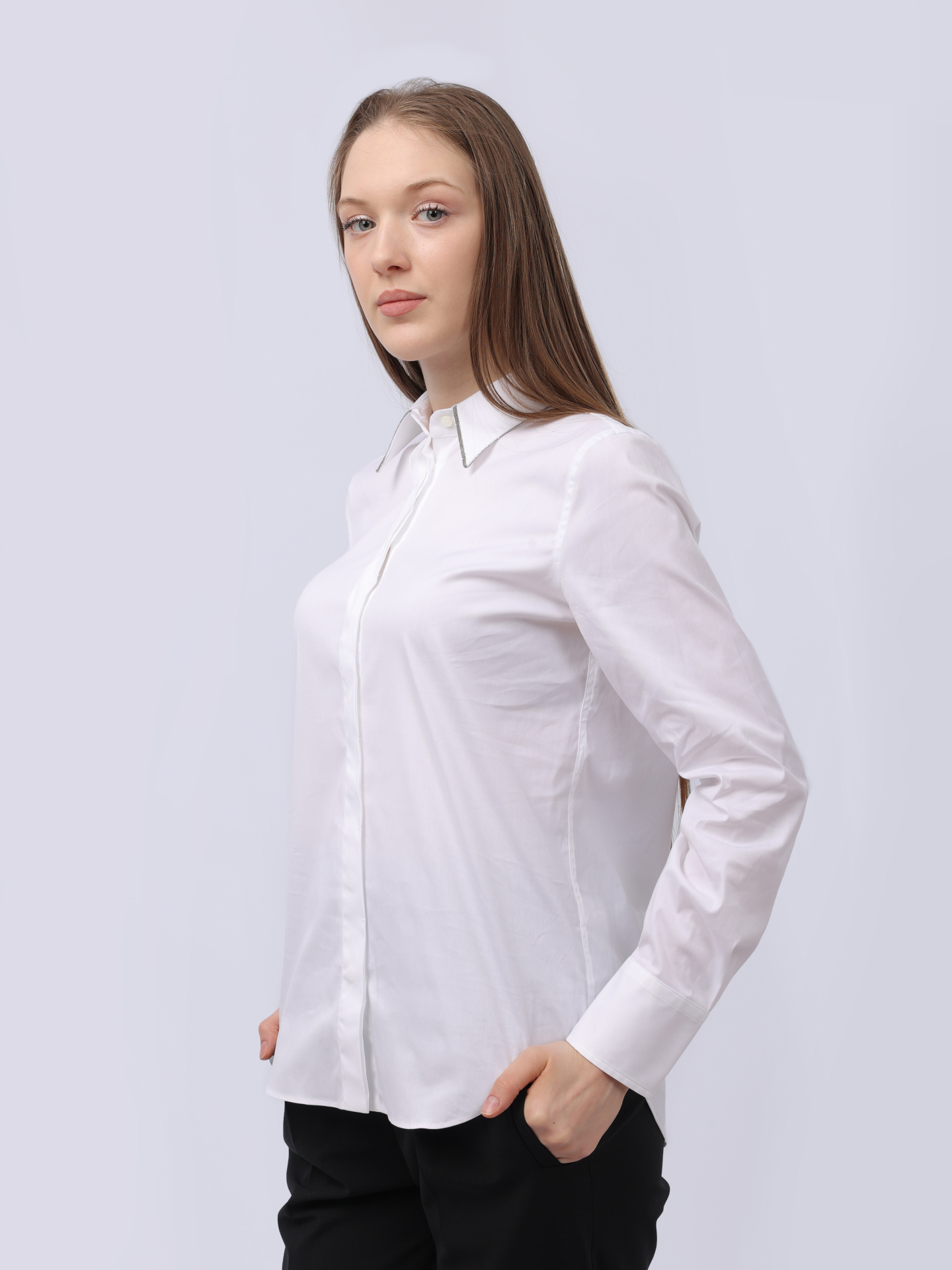 Рубашка Brunello Cucinelli M0091B1367 C159 белая женская — купить в интернет-магазине Verdistore