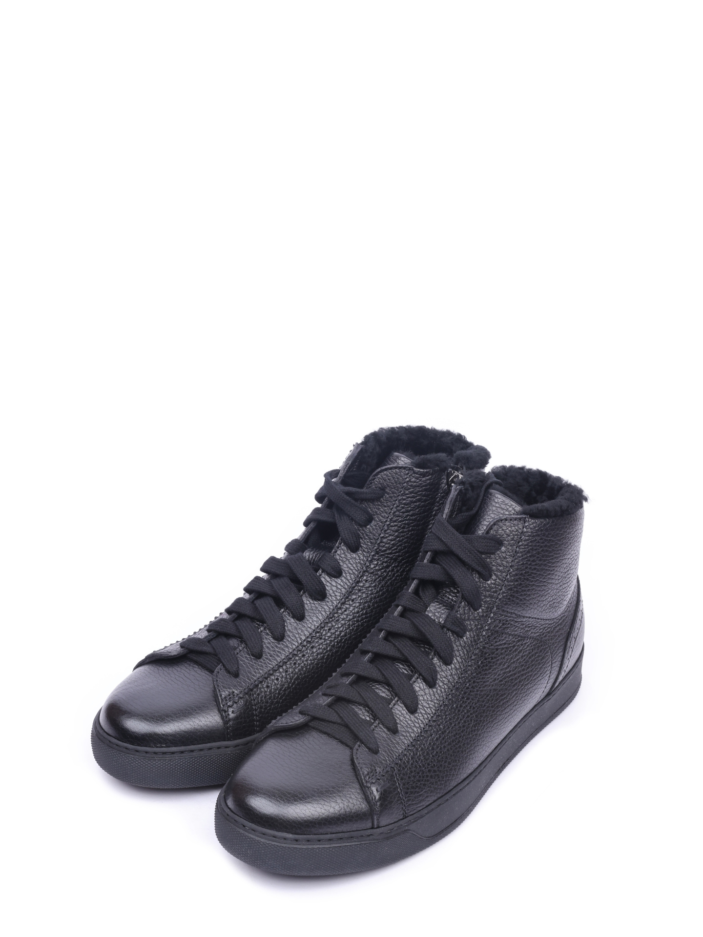 Высокие кеды кожаные черные на шнуровке  — купить в интернет-магазине Verdistore