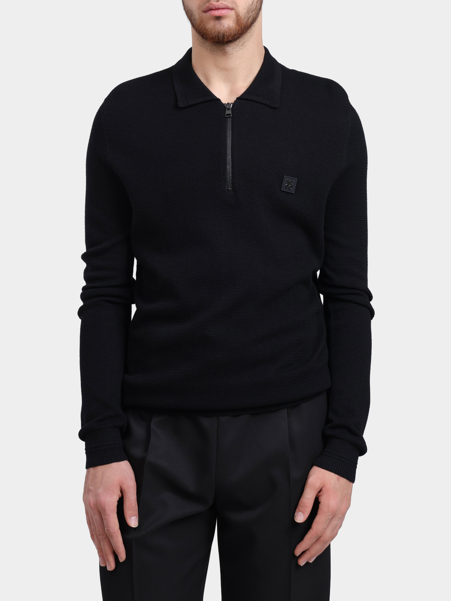 Свитер-поло Hugo 50504386 001 черный мужской — купить в интернет-магазине Verdistore