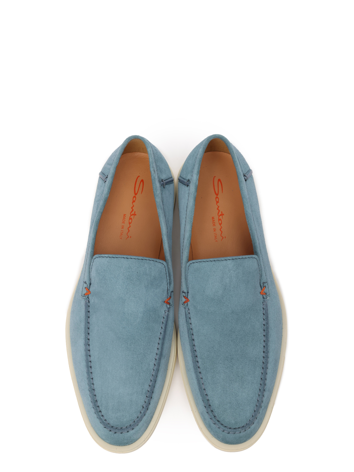 Лоферы замшевые голубые на изогнутой белой подошве — купить в интернет-магазине Verdistore