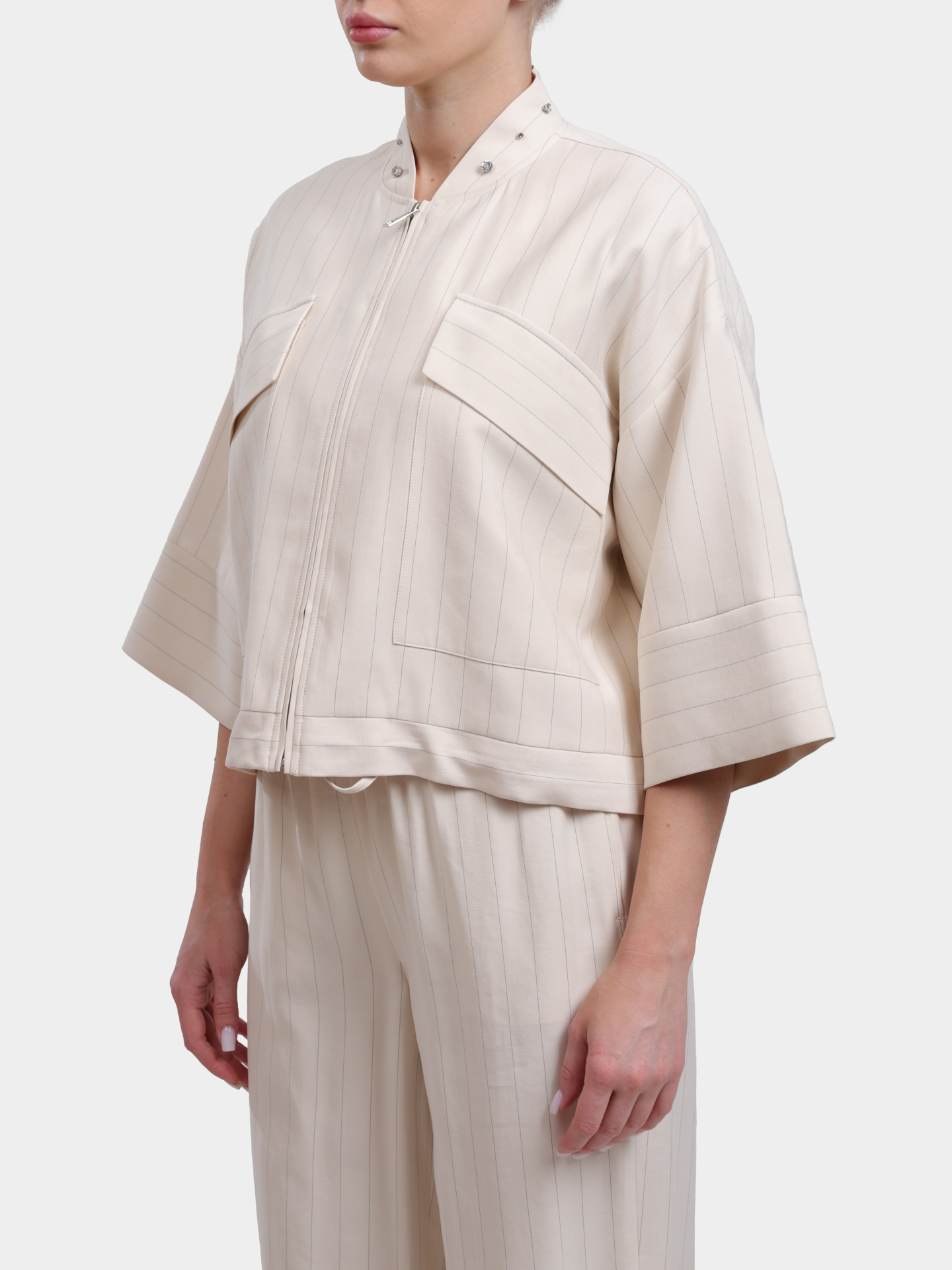 Жакет Liu-Jo CA6117 T557A P9579 бежевый женский в полоску — купить в интернет-магазине Verdistore