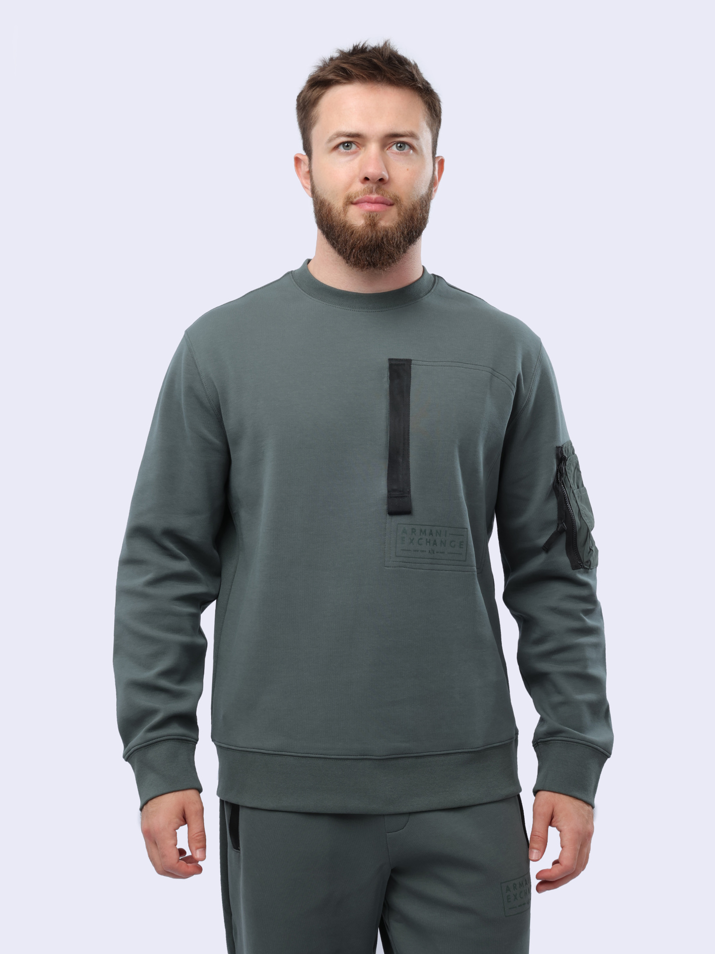 Свитшот Armani Exchange 3DZMJJ ZJXLZ 1839 темно-серый мужской с накладным карманом — купить в интернет-магазине Verdistore